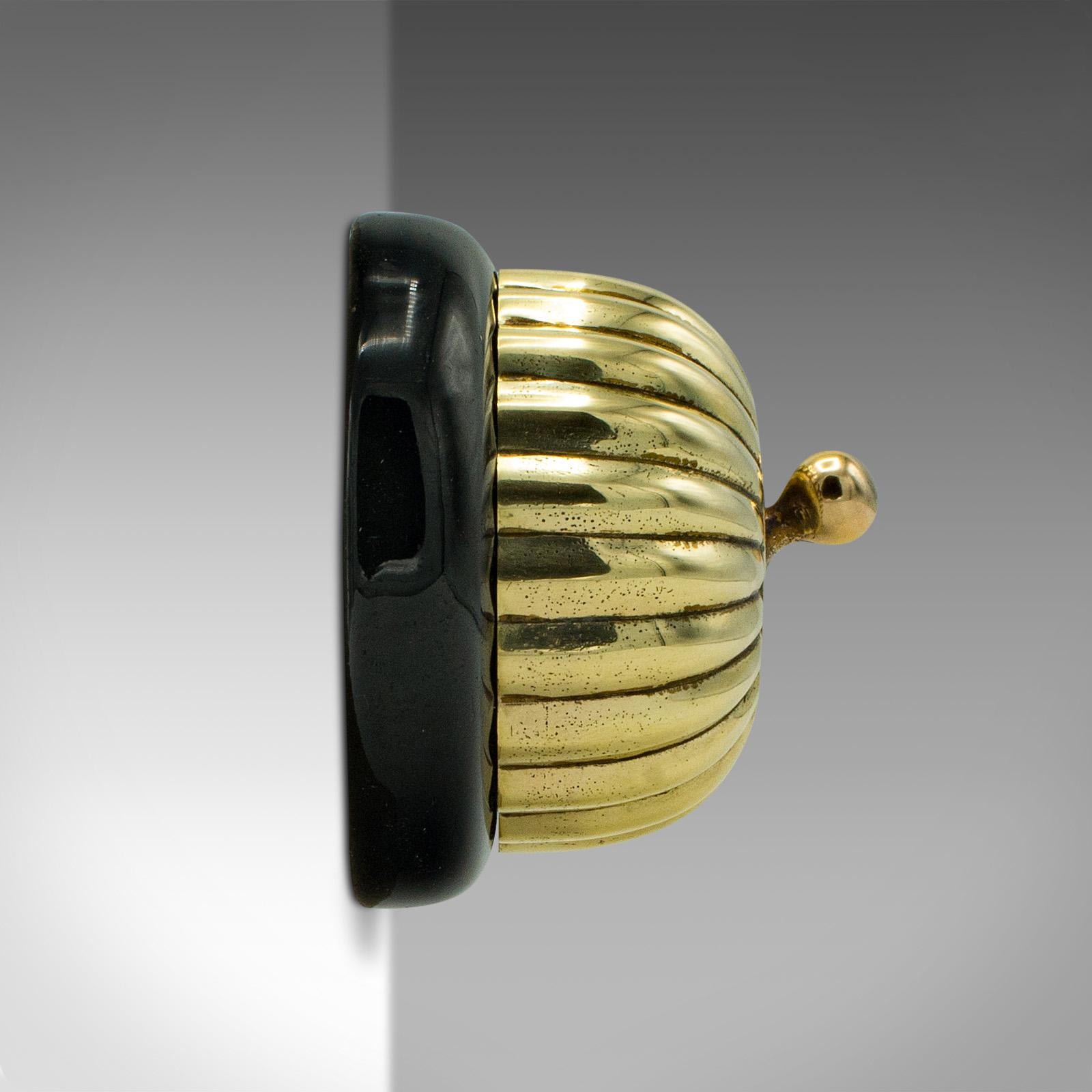 British Antique Light Switch, English, Brass, Bakelite, On-Off, Early 20th Century, 1920 For Sale
