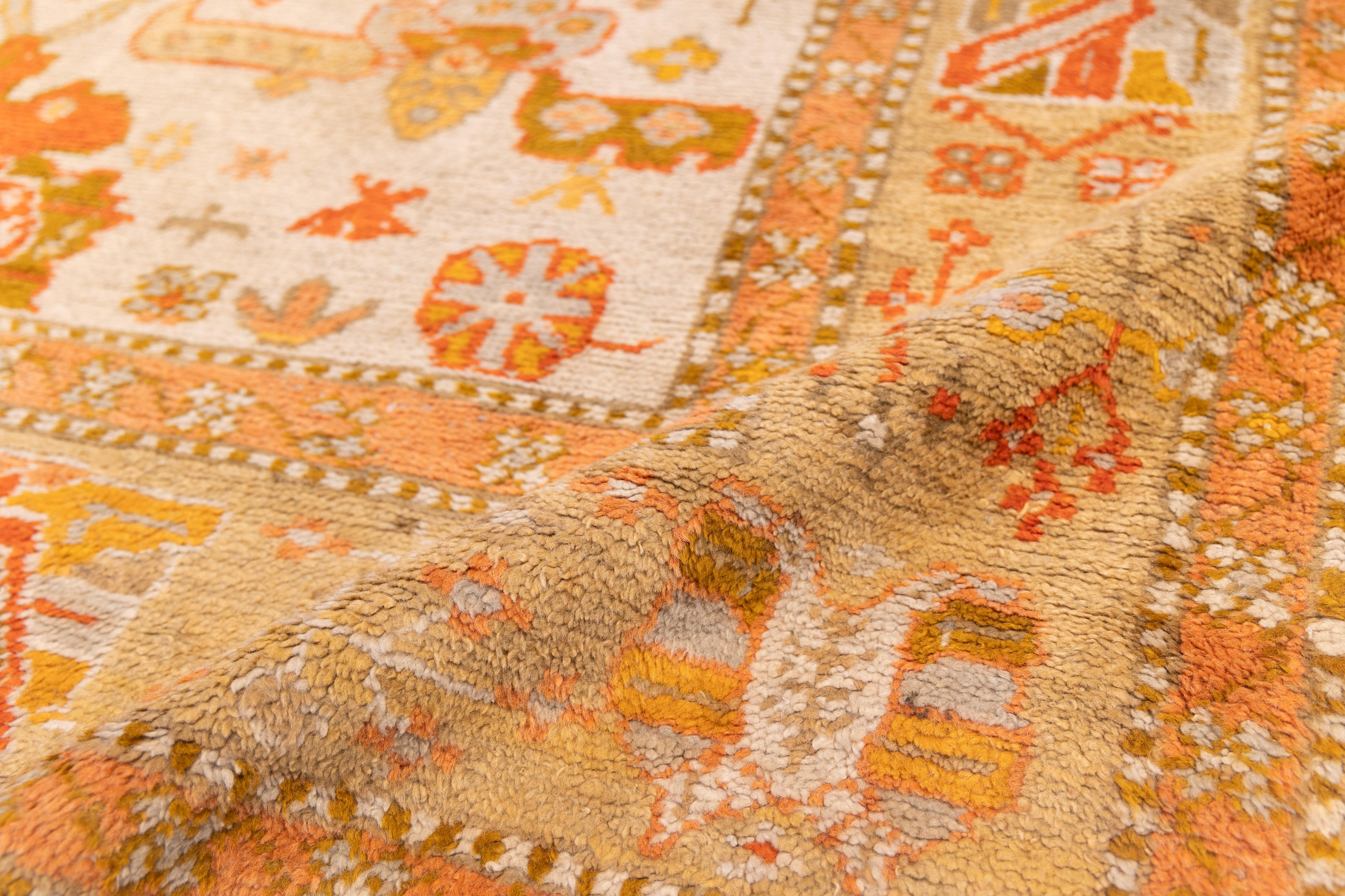 Hand-Woven Antique light tones oushak early 20th cent. For Sale