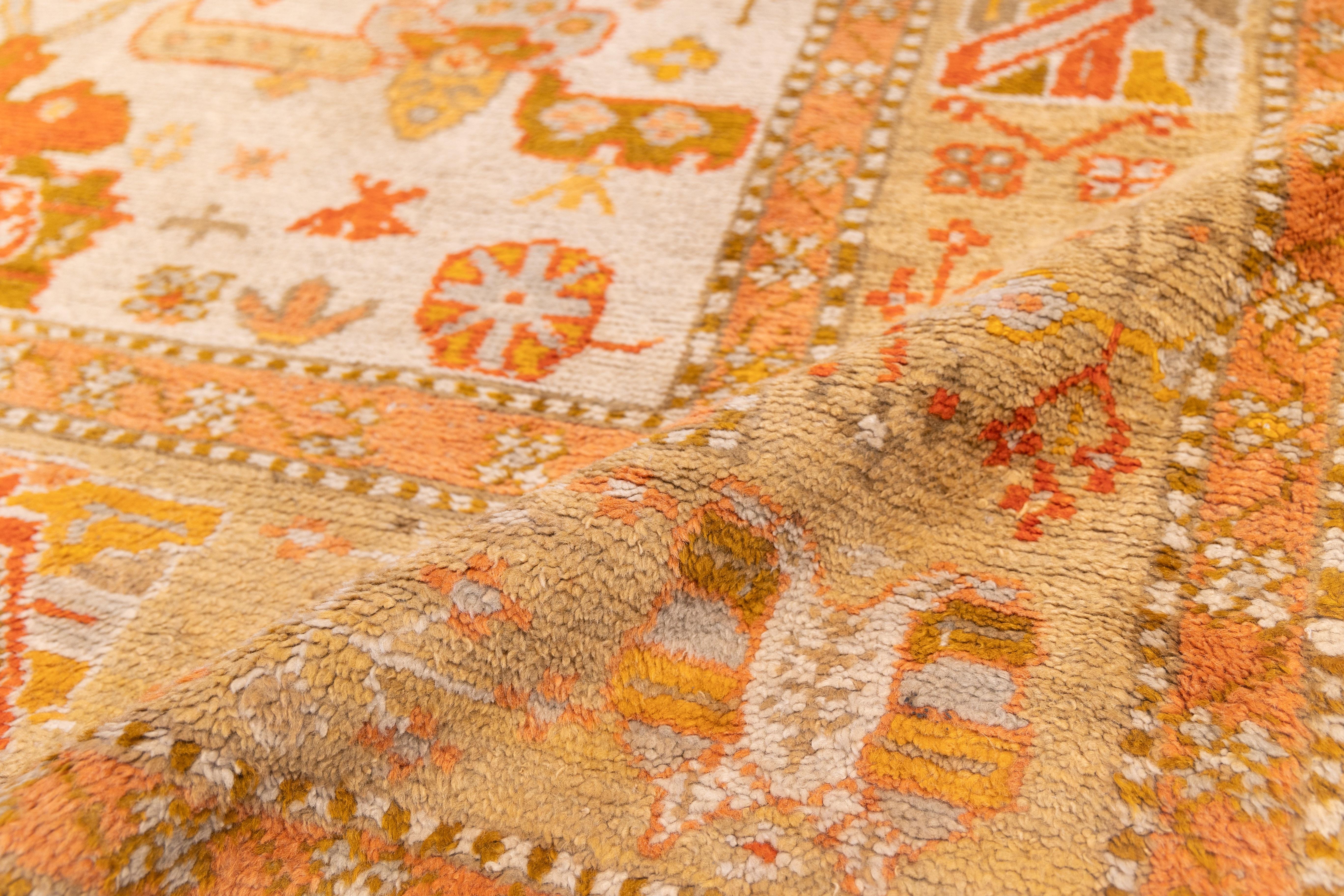Hand-Woven Antique light tones oushak early 20th cent. For Sale