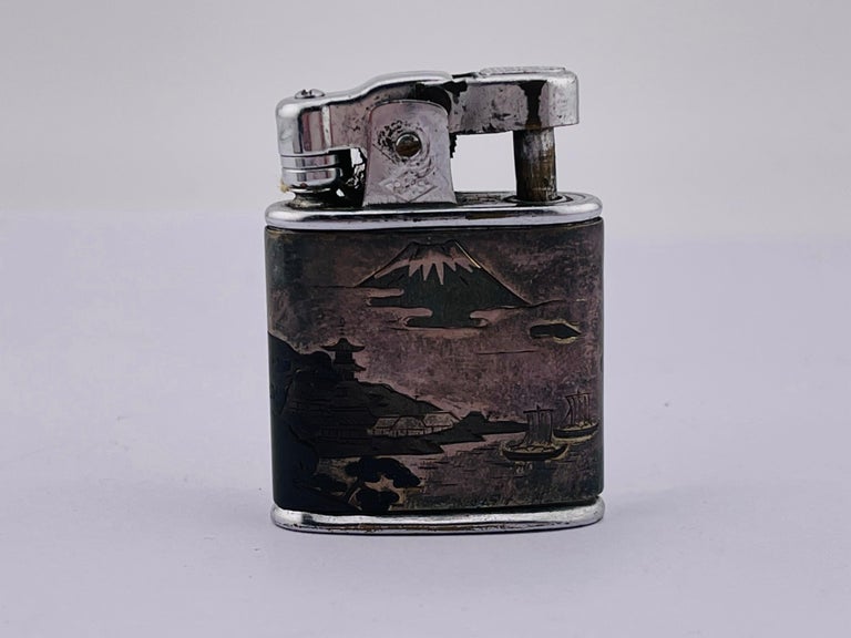 Antique Lighter and Cigarette Case original box Tokyo, Japan OKUBO Sterling  950 For Sale at 1stDibs