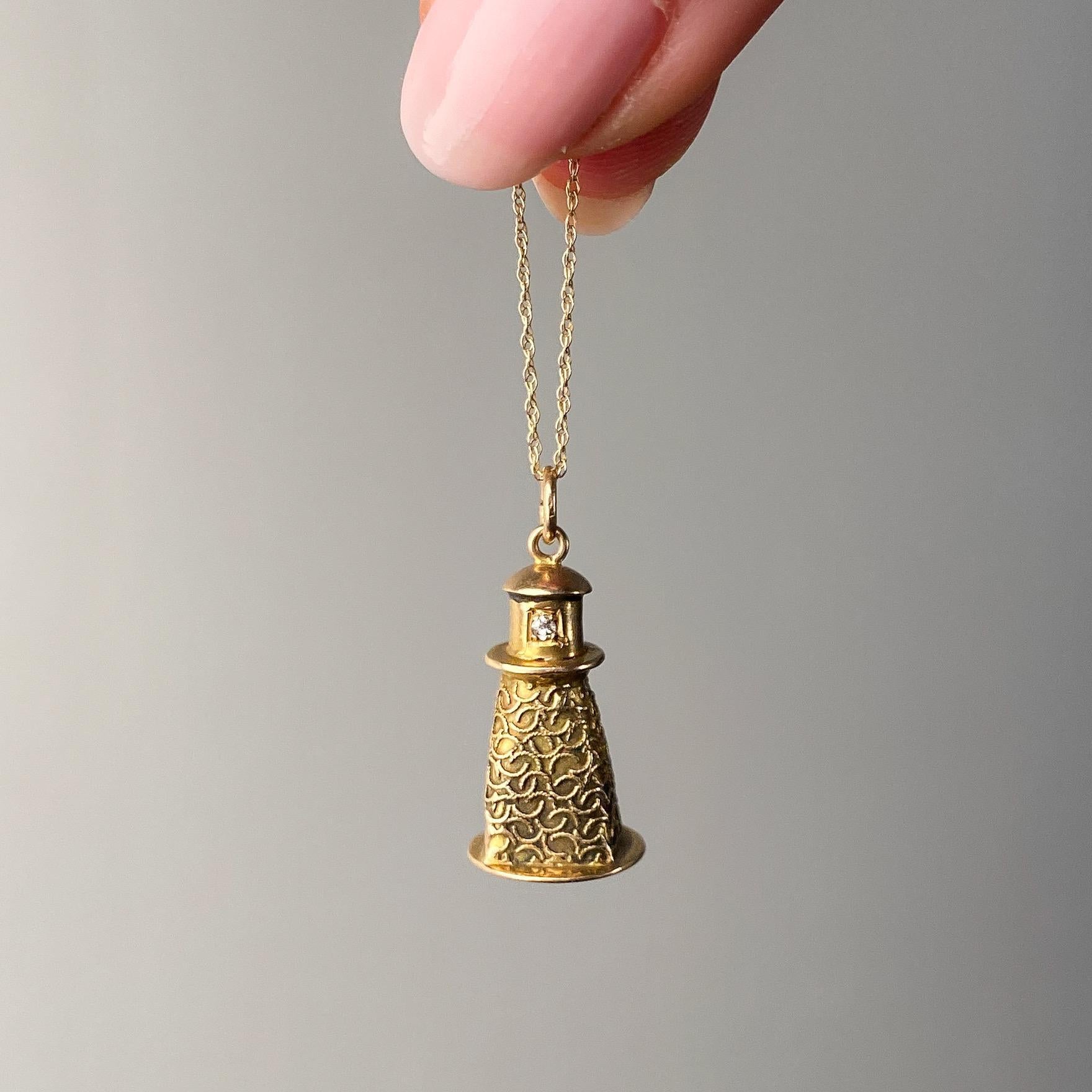 Donna Antique Lighthouse Charm of 14k Gold in vendita