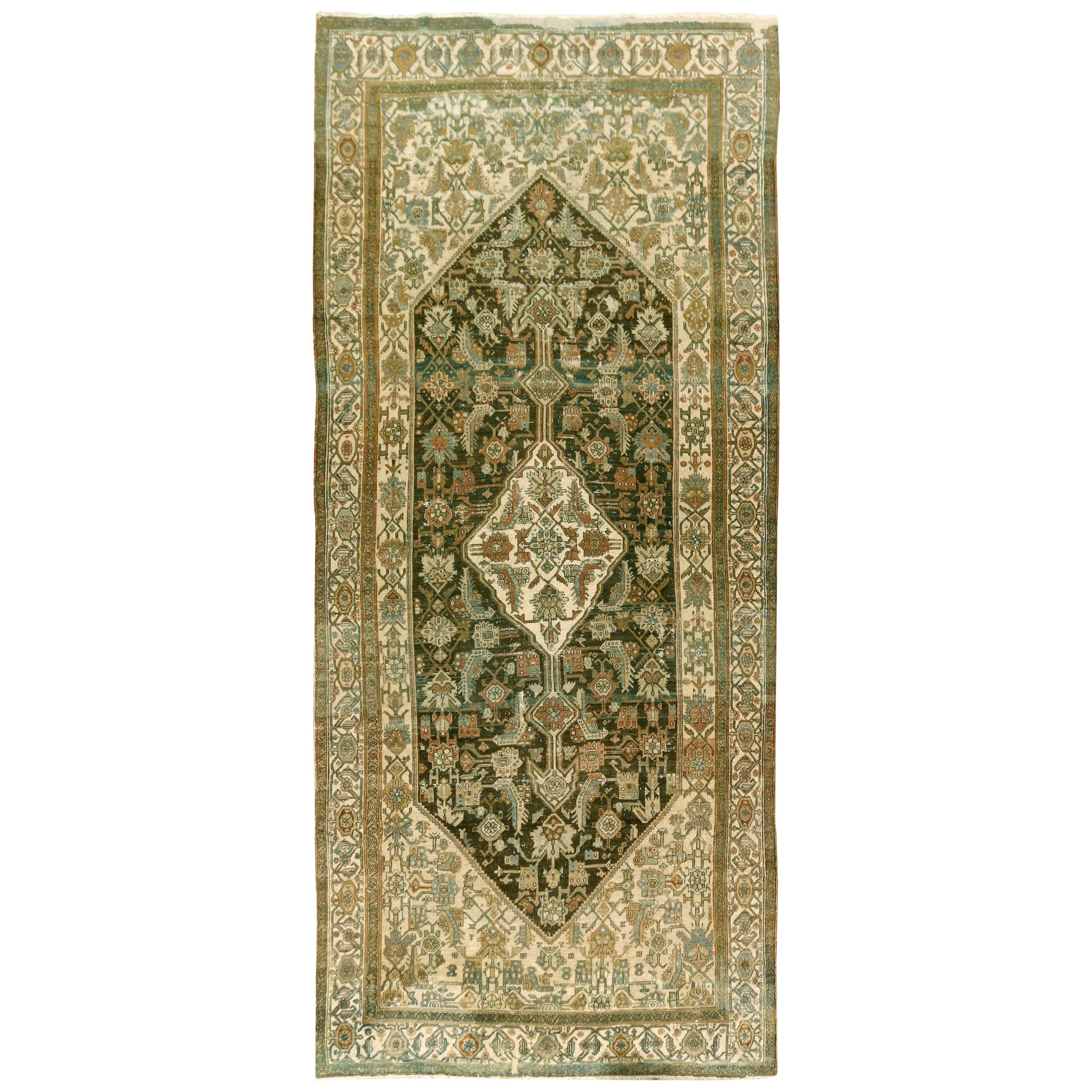 Antique Lightly Distressed Persian Bibikabad Rug, 7'3 x 16'3 For Sale