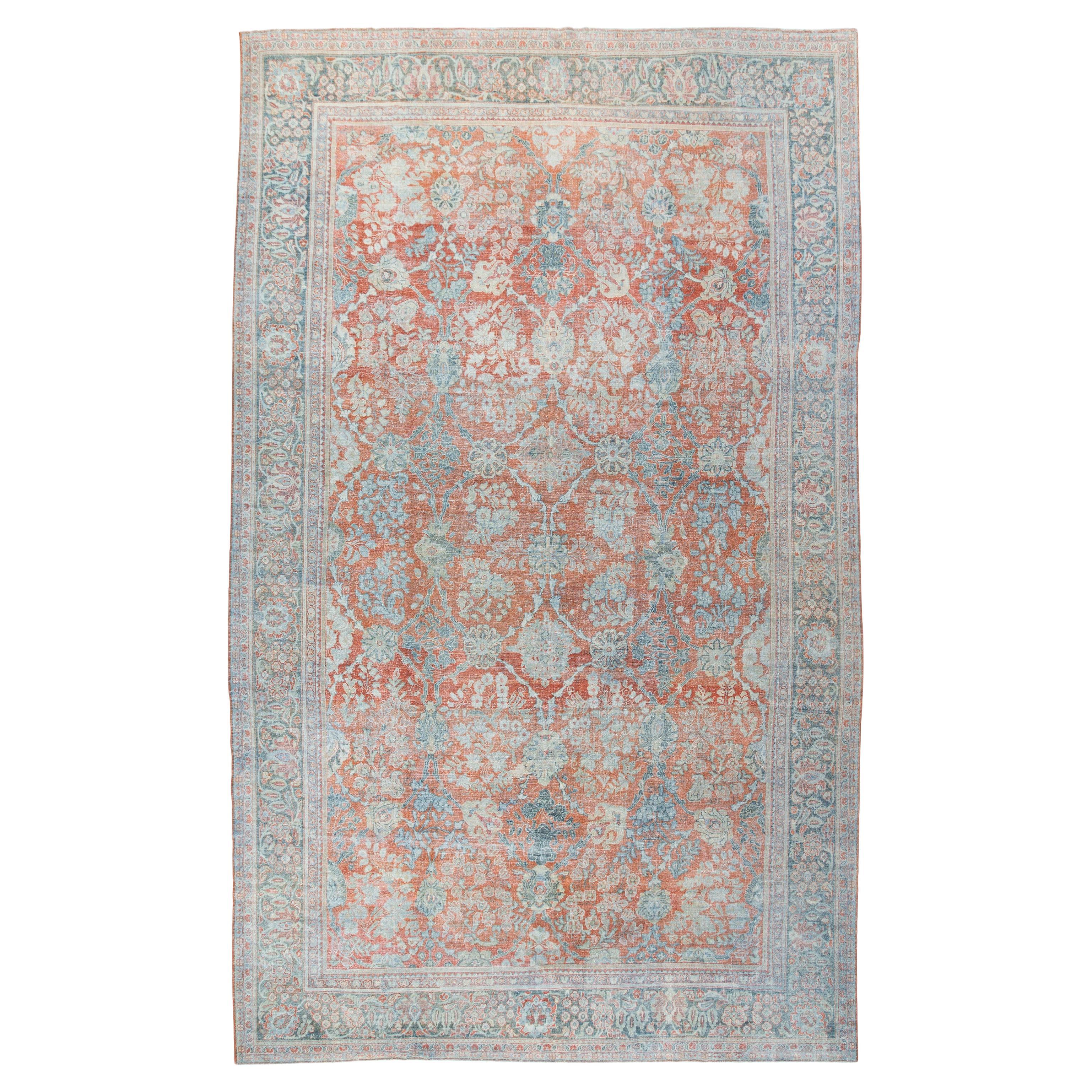 Antique Lightly Distressed Sultanabad Rug 11'6 X 18'1 For Sale