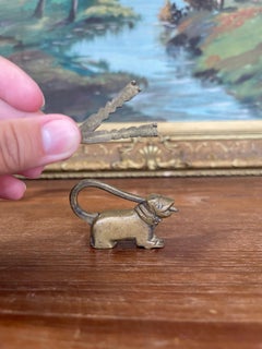 Antike Likely Messing Figural Hund Puzzle Schloss mit Schlüsseln, Anfang des 20.