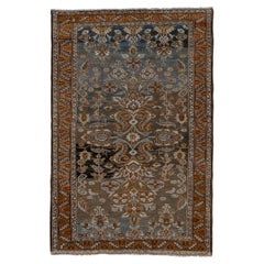 Antique Lilian Rug, with Slate Field and Rosette Design, Circa 1930's