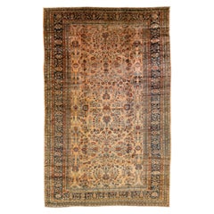 Tapis ancien Lilihan fait à la main, entièrement conçu en laine pêche