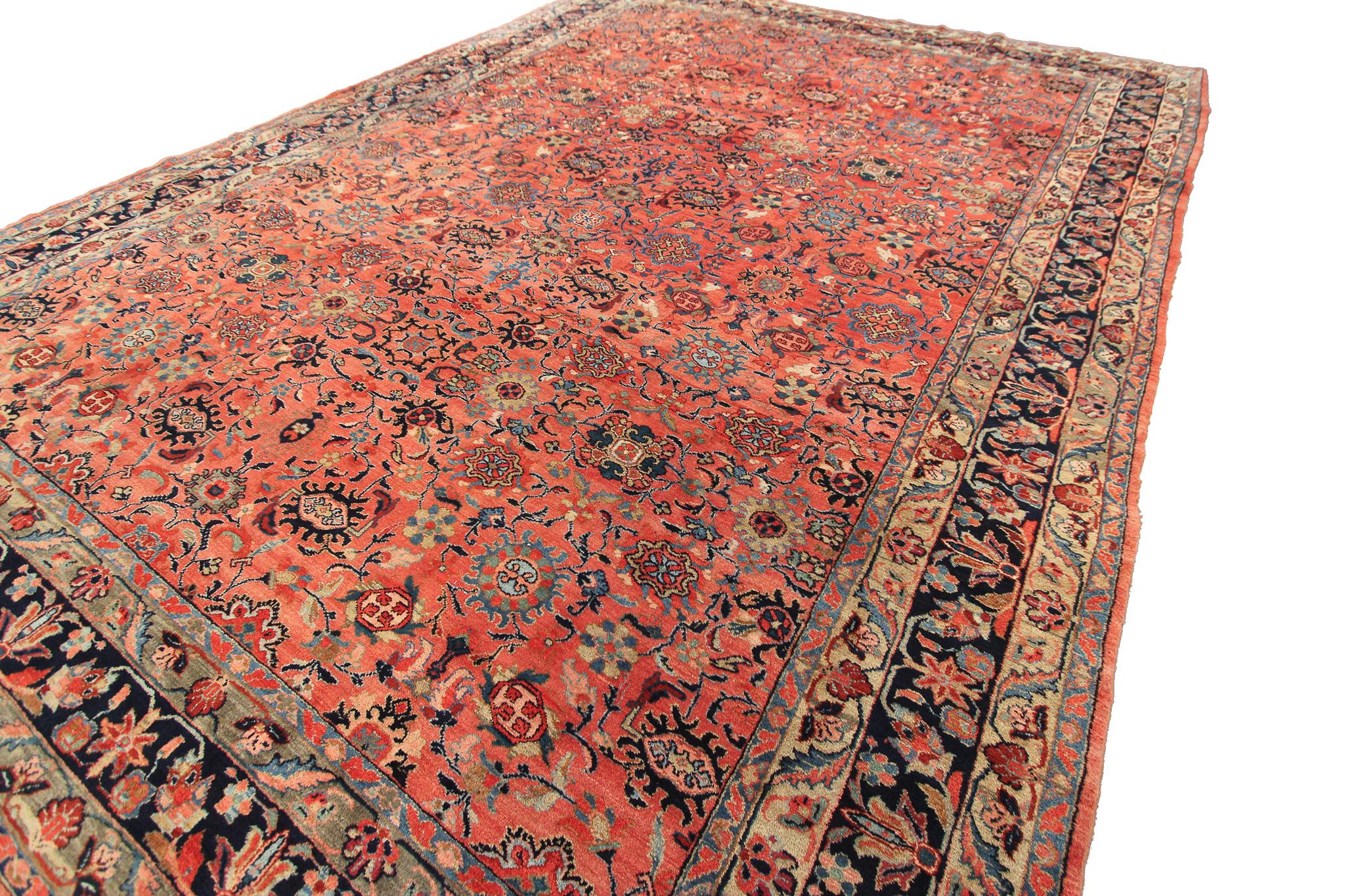 Hand-Knotted Antique Lilihan Rug Antique Persian Lilihan Geometric Overall Rug 10x14 For Sale
