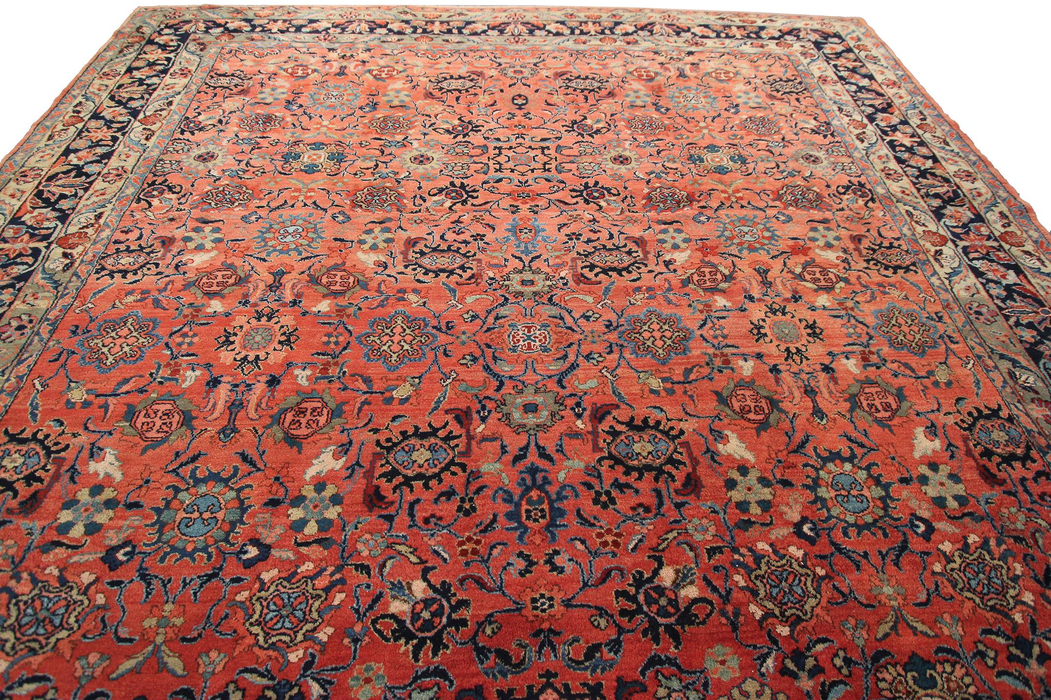 Wool Antique Lilihan Rug Antique Persian Lilihan Geometric Overall Rug 10x14 For Sale