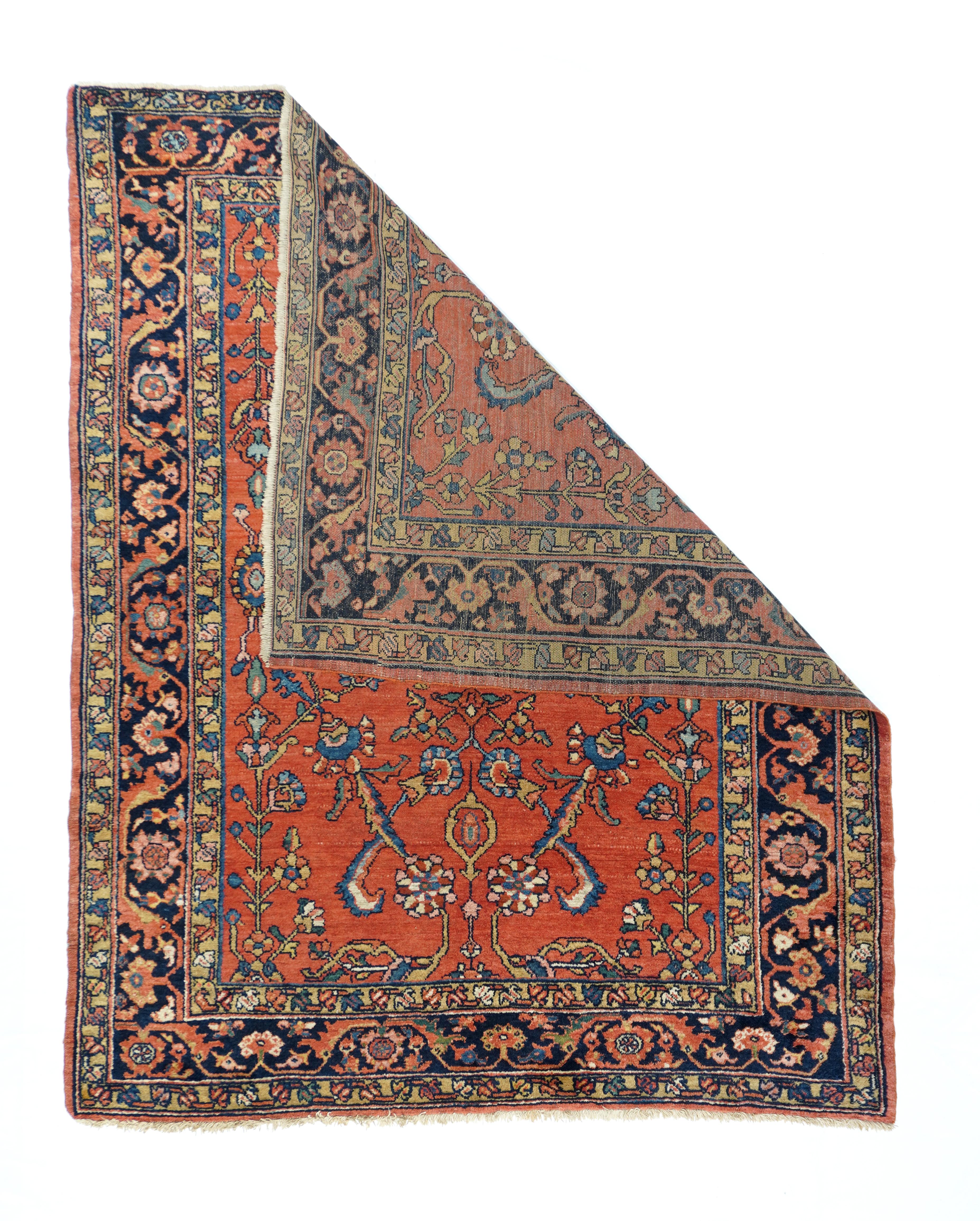 Antique Iran Lillihan wool on Cotton 5'2'' x 6'4''. Lillihan is one of the best weaving villages in the Greater Hamadan Weaving Region and specialized in rust red scatters and runners with detached floral spray patterns in the general 