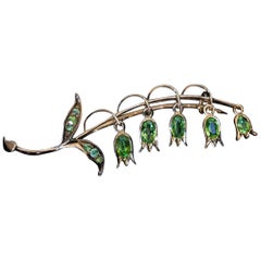 Antique Lily of the Valley Russian Demantoid Brooch Pin