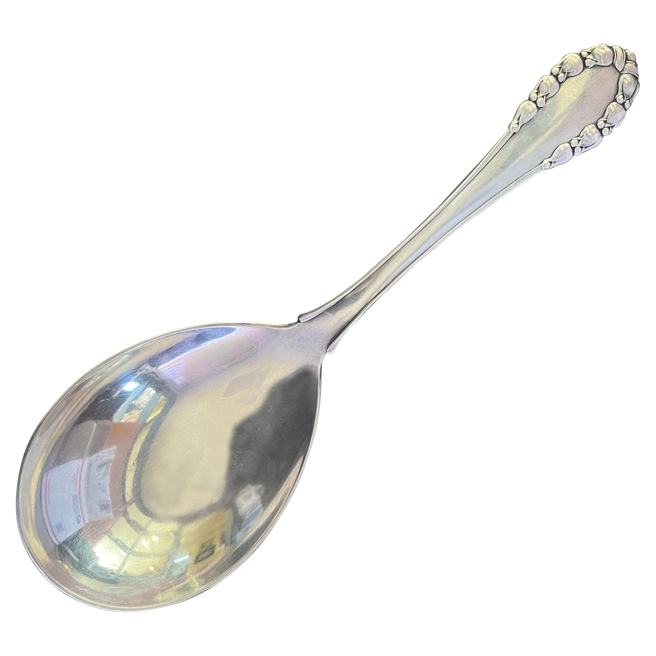 Antique "Lily of the Valley" Sterling Silver Serving Spoon by Georg Jensen For Sale