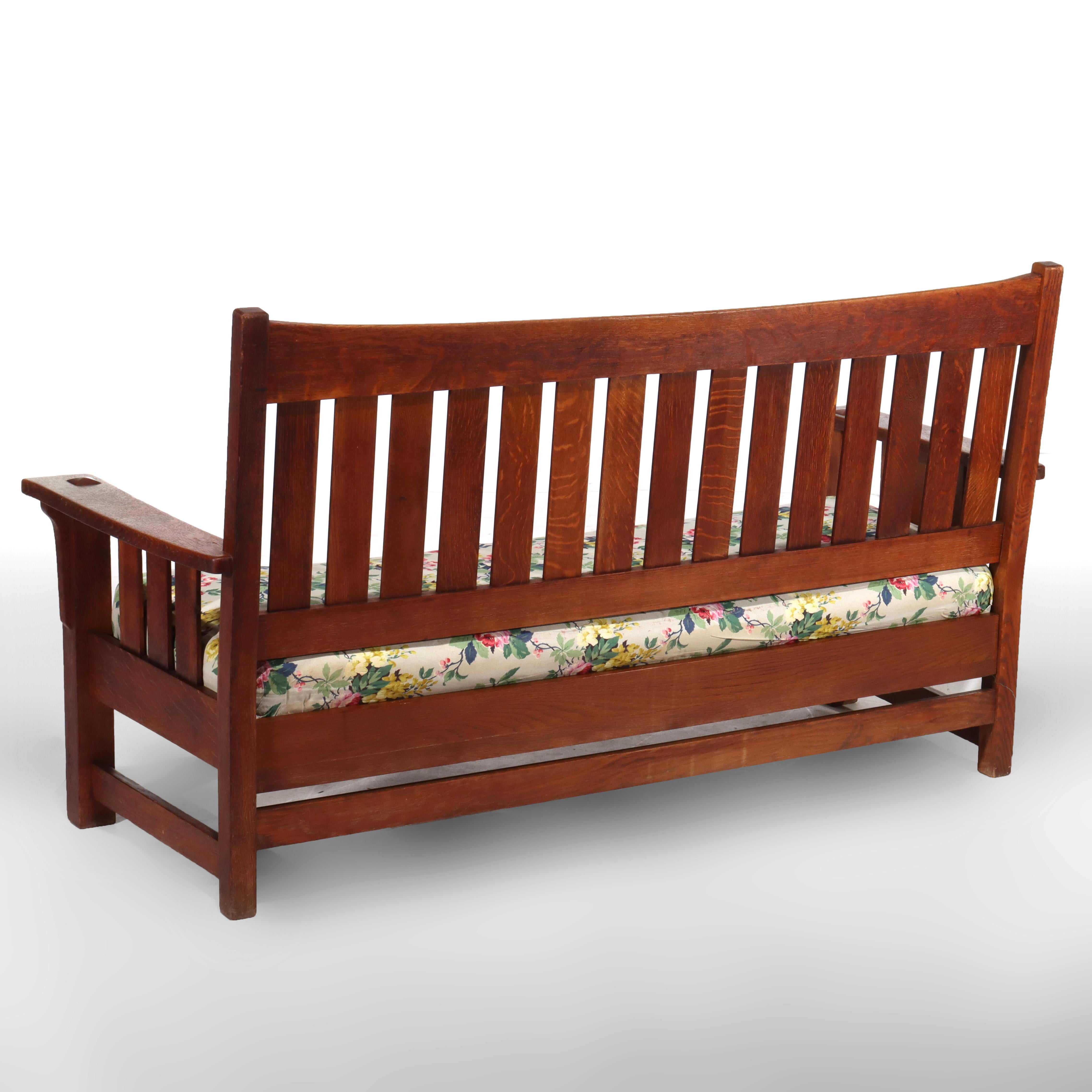 Antique Limbert Arts & Crafts Mission Oak Drop Down Sofa C1910 en vente 4