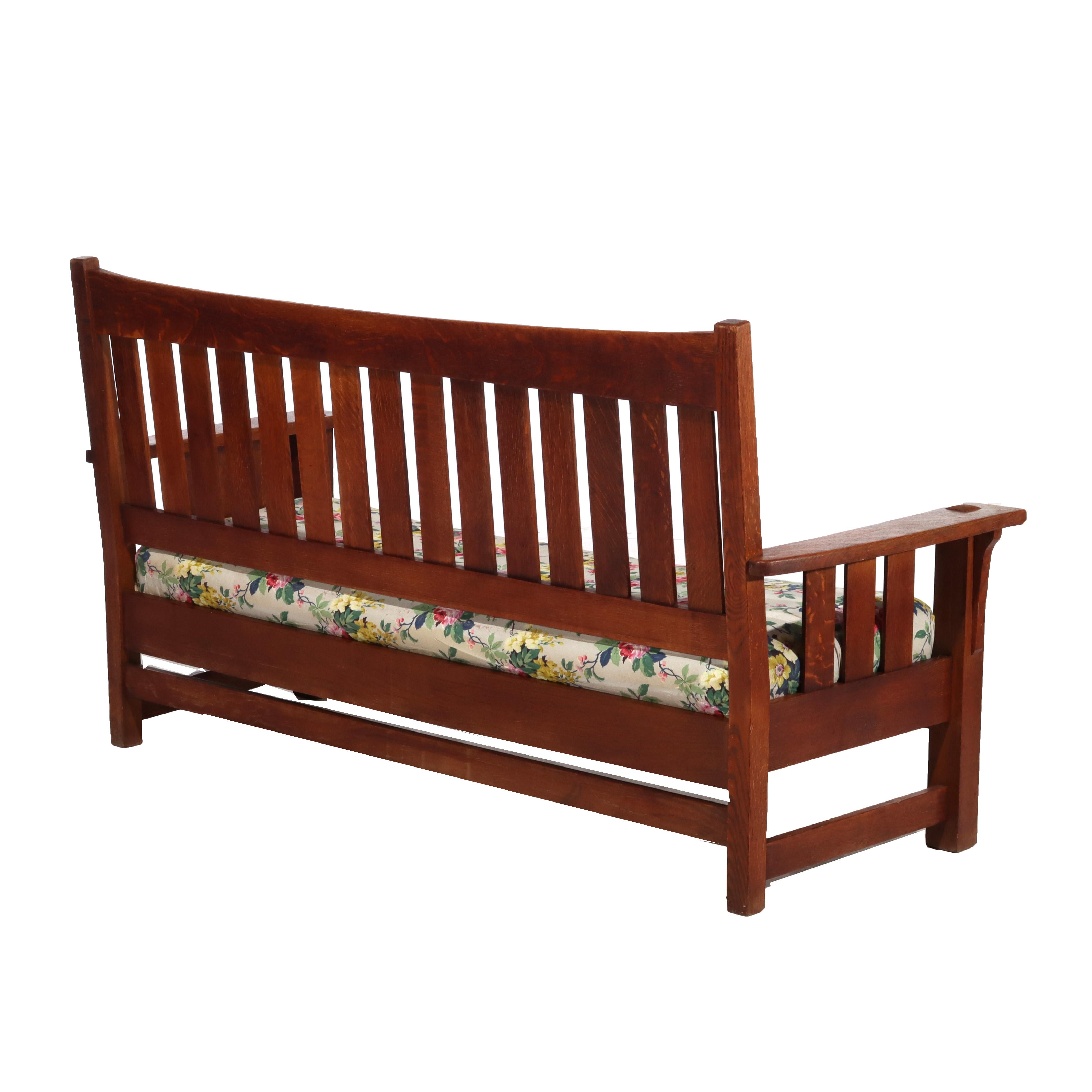 Antique Limbert Arts & Crafts Mission Oak Drop Down Sofa C1910 en vente 8