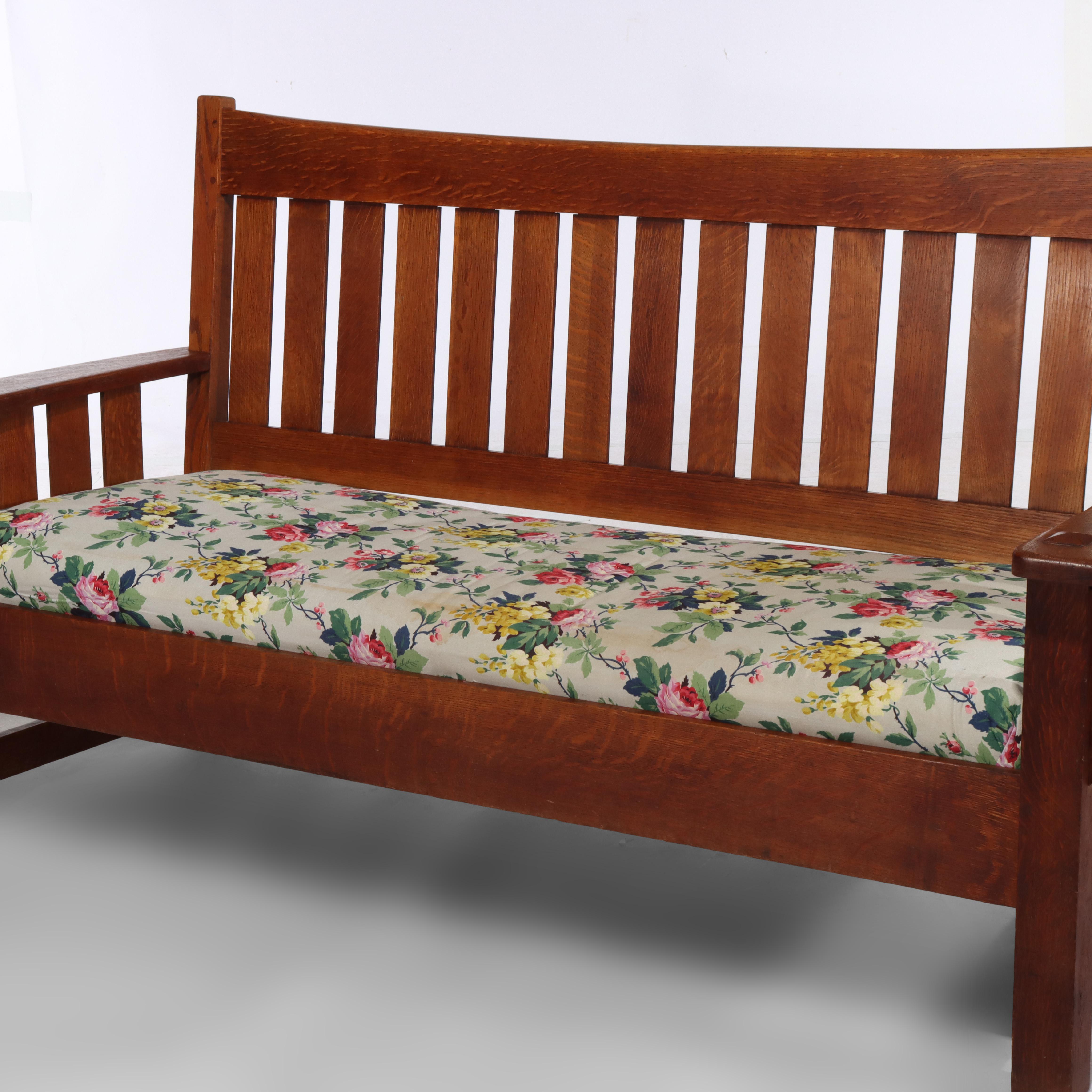 Antique Limbert Arts & Crafts Mission Oak Drop Down Sofa C1910 Bon état - En vente à Big Flats, NY