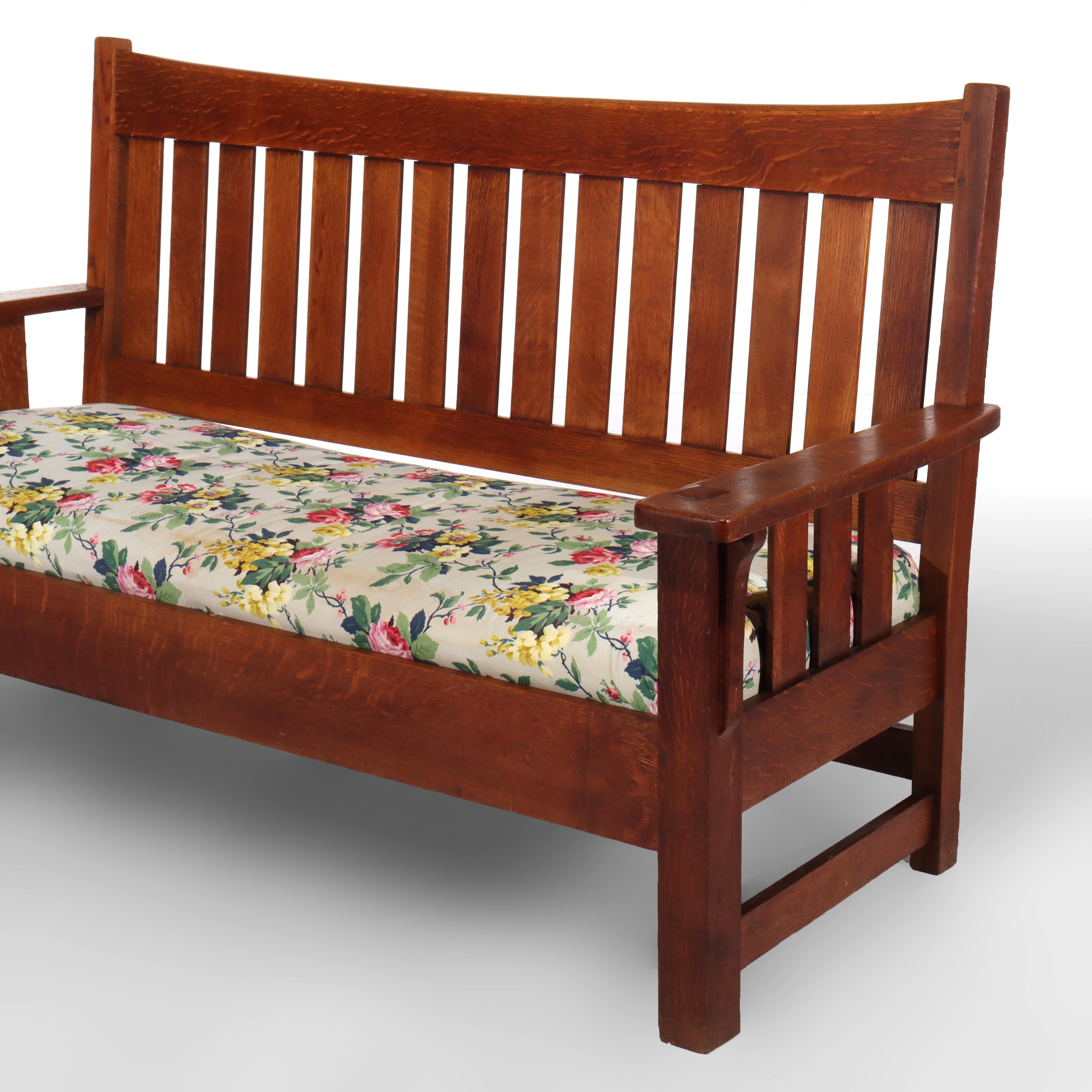 20ième siècle Antique Limbert Arts & Crafts Mission Oak Drop Down Sofa C1910 en vente