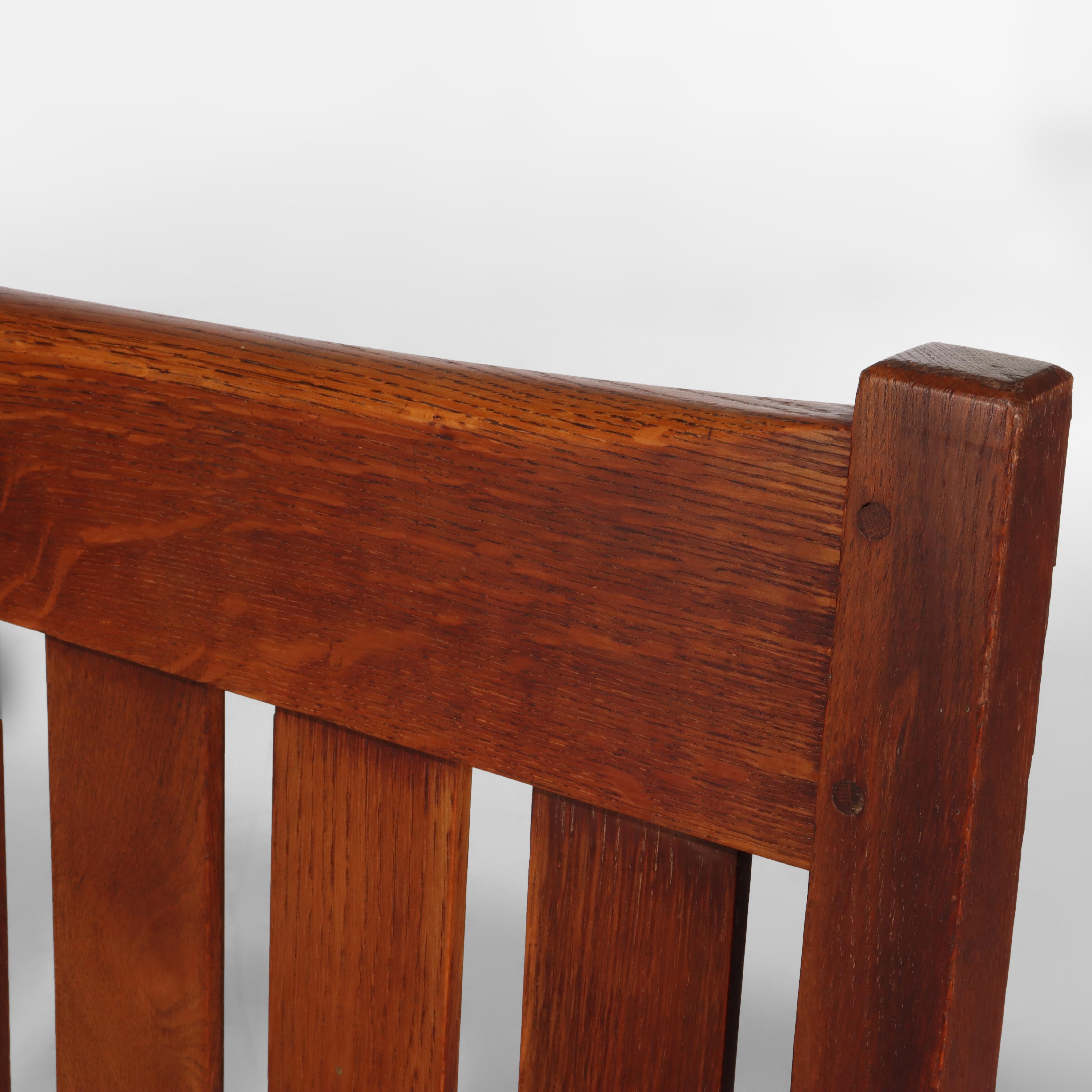 Chêne Antique Limbert Arts & Crafts Mission Oak Drop Down Sofa C1910 en vente