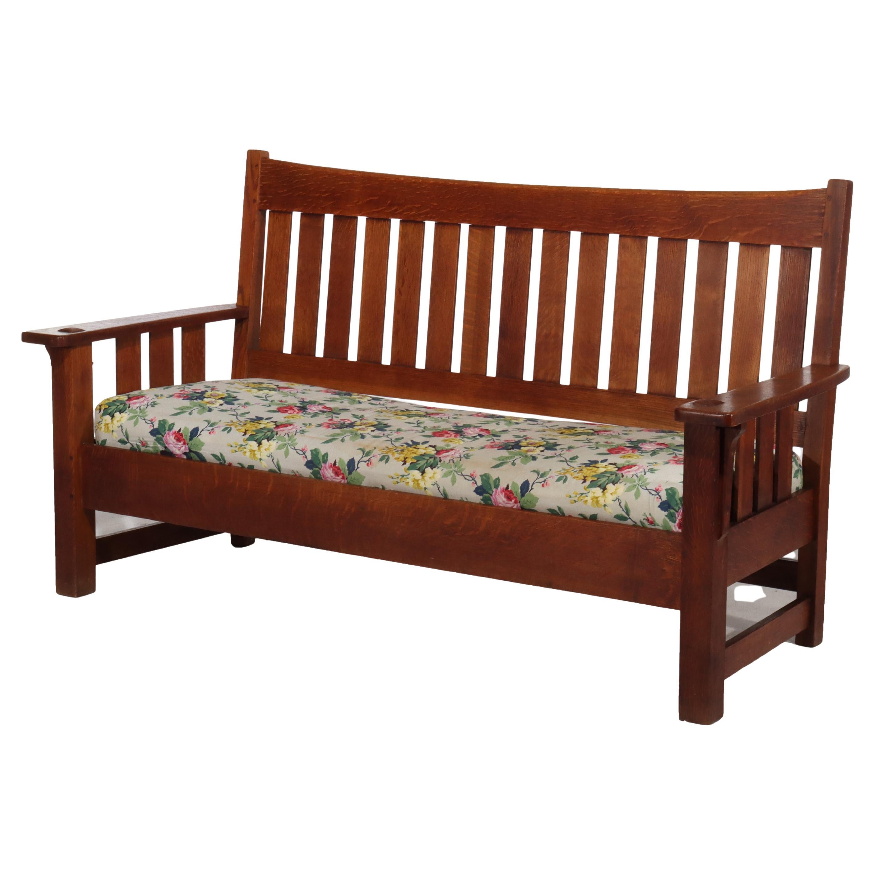 Antike Limbert Arts & Crafts Mission Eiche Drop Down Sofa C1910