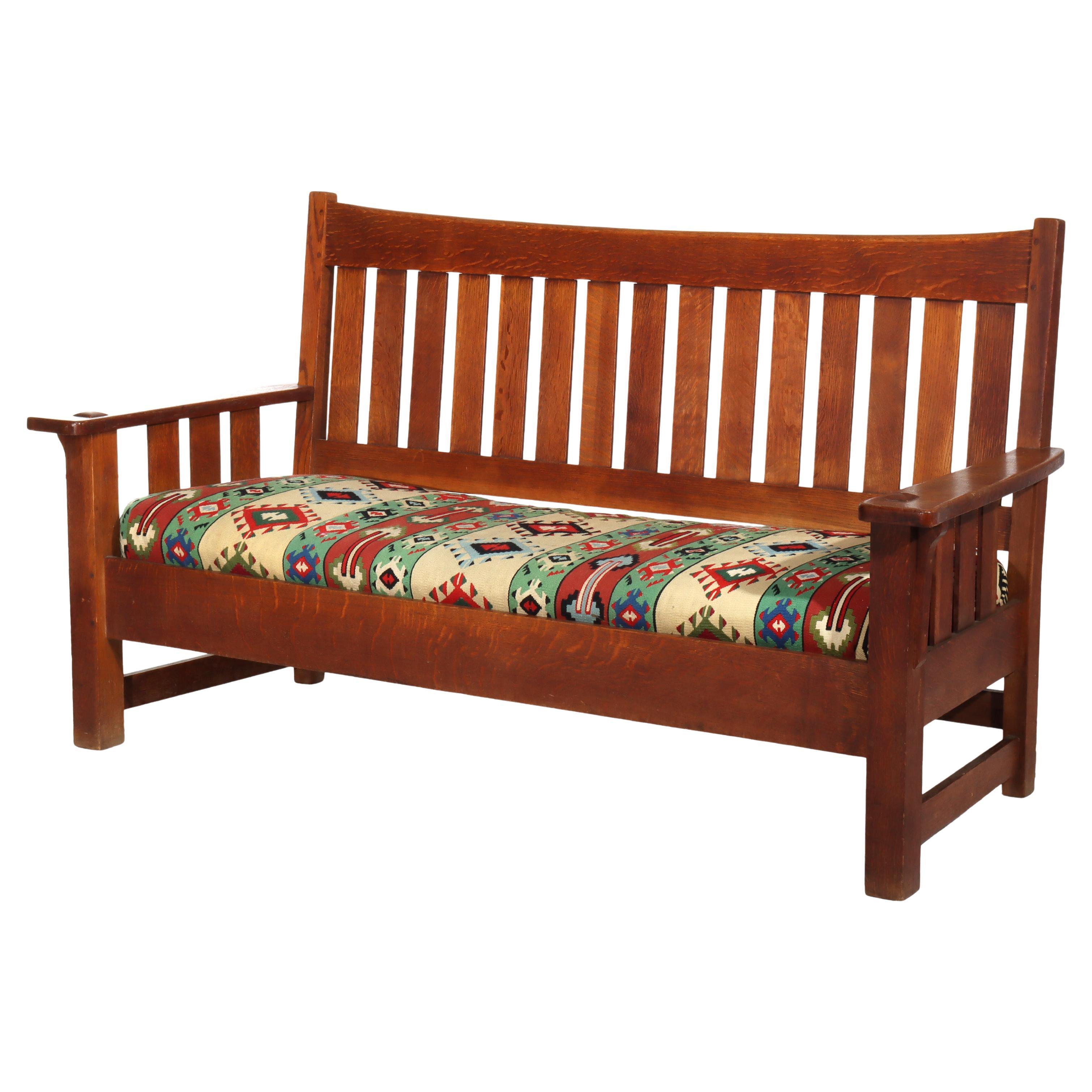 Antike Limbert Arts & Crafts Mission Eiche Drop Down Sofa C1910