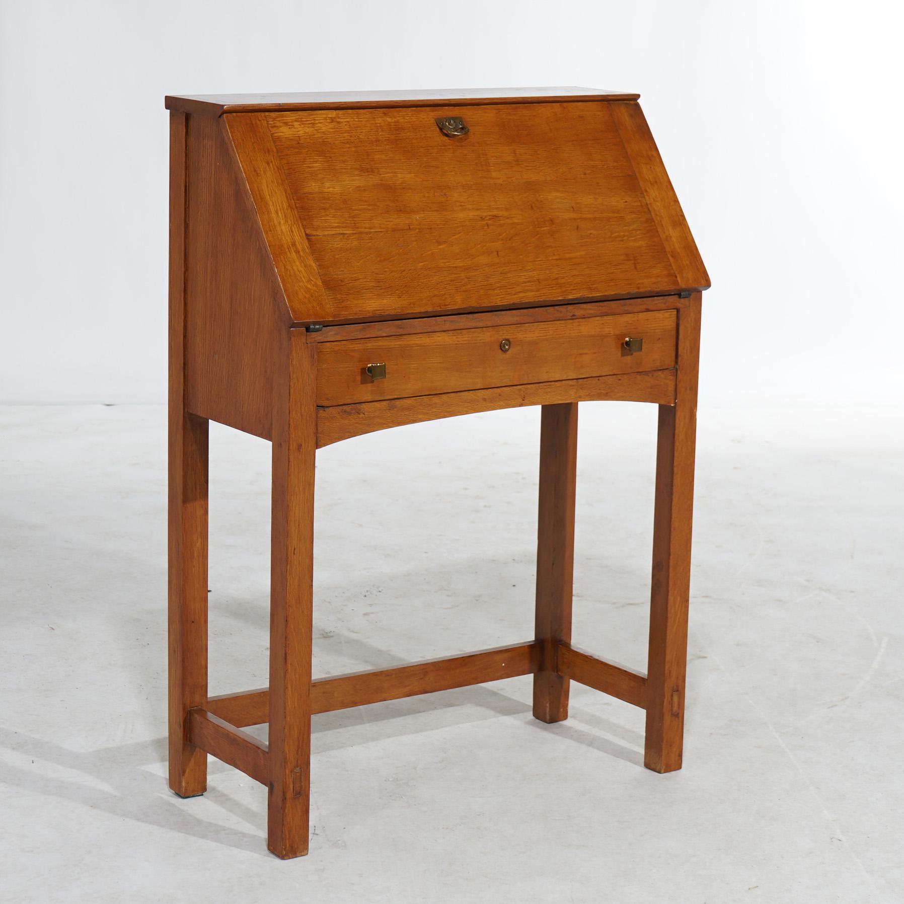 Antique Limbert Arts & Crafts Mission Oak Drop Front Desk C1910 3