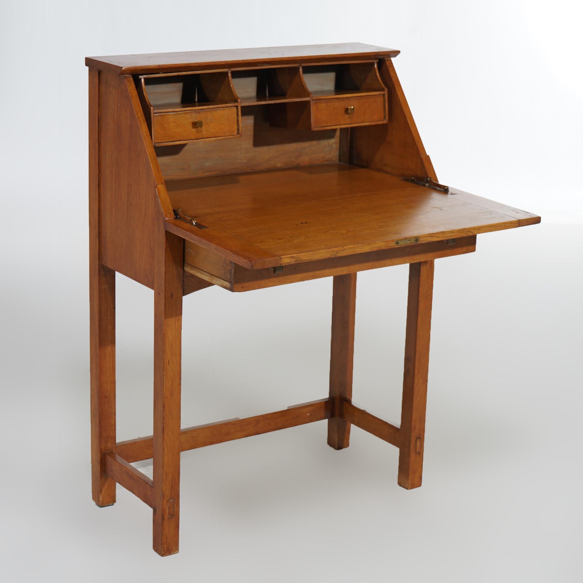 Antique Limbert Arts & Crafts Mission Oak Drop Front Desk C1910 4