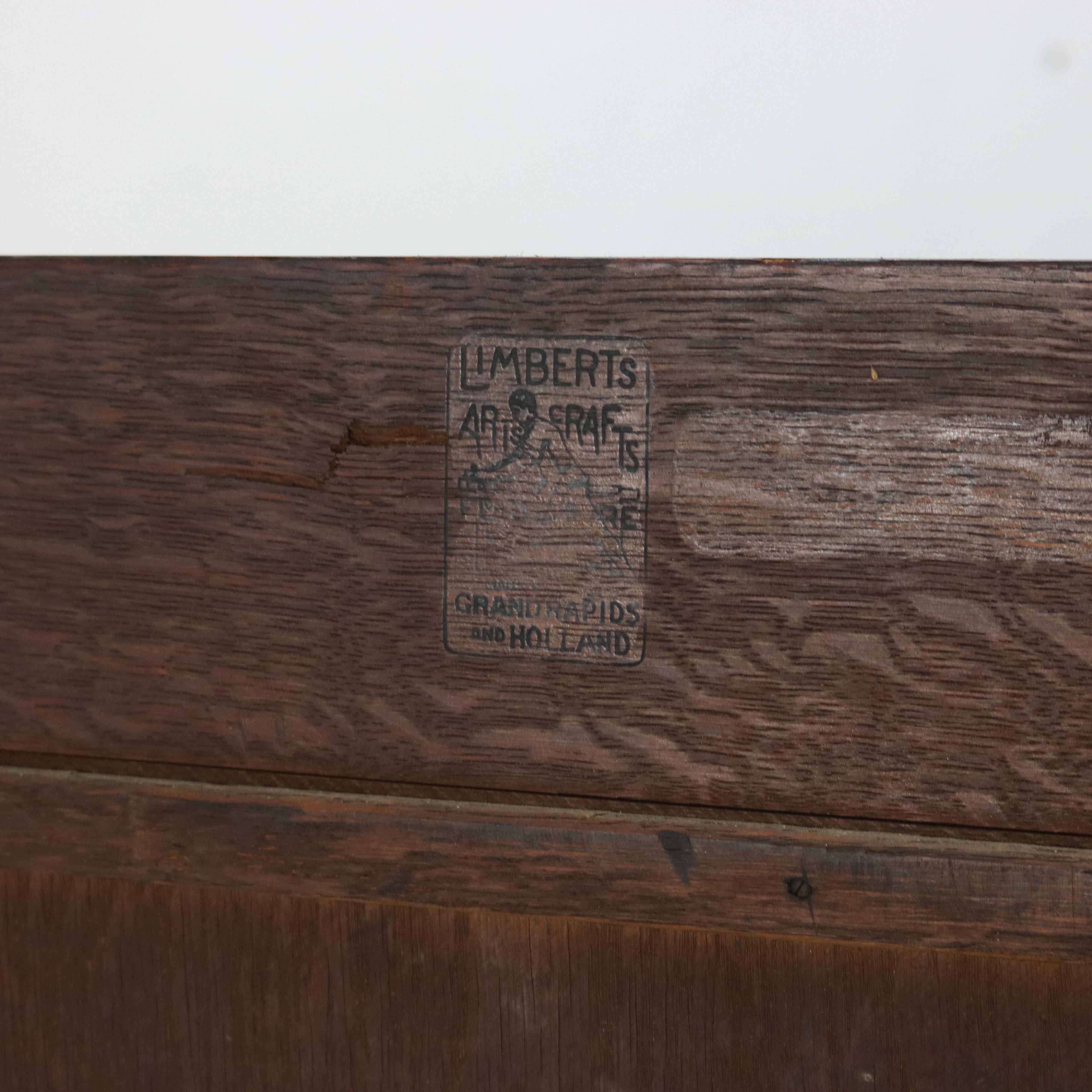 Antique Limbert Arts & Crafts Mission Oak Three-Door Bookcase C1910 4