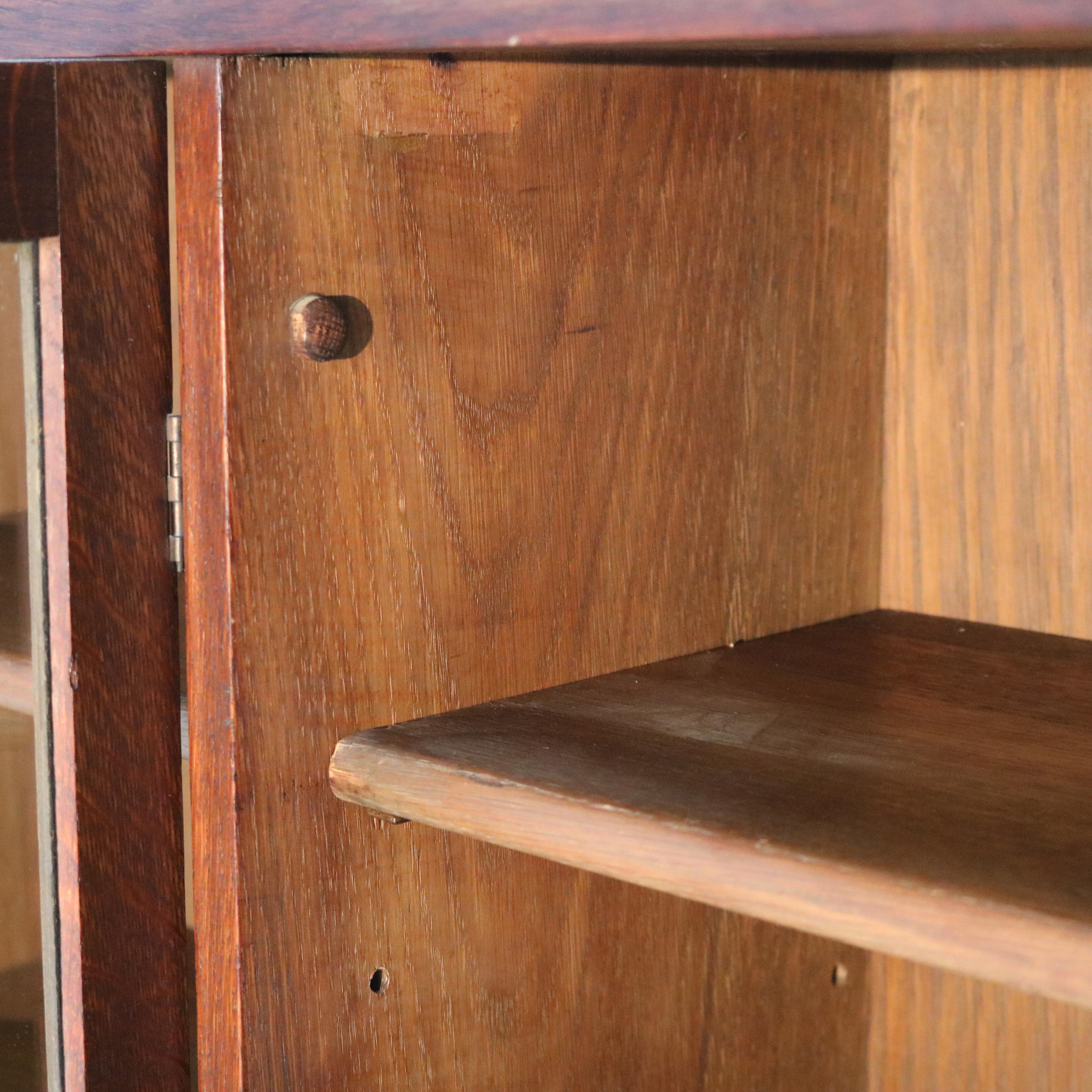 Antique Limbert Arts & Crafts Mission Oak Three-Door Bookcase C1910 7