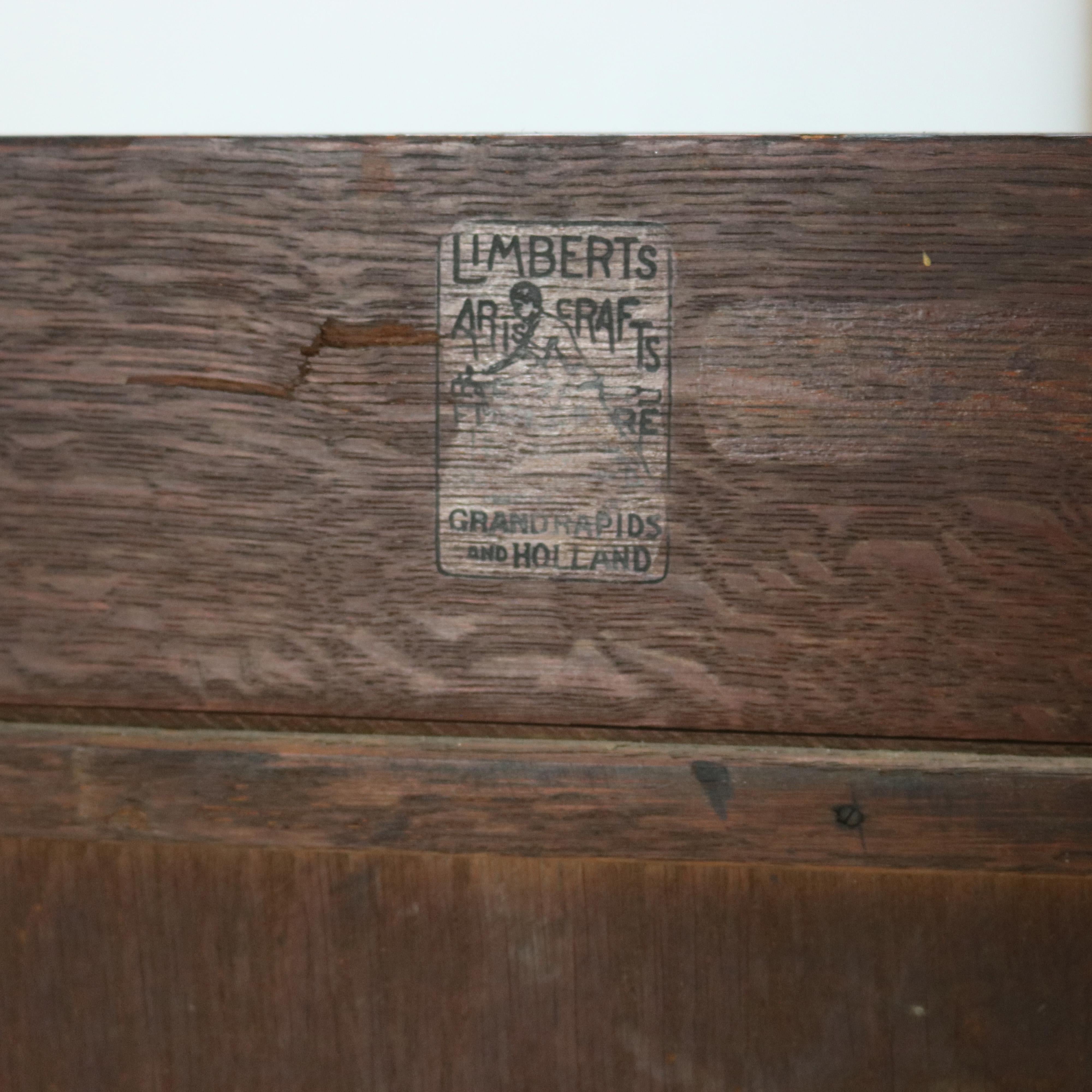 Arts and Crafts Antique Limbert Arts & Crafts Mission Oak Three-Door Bookcase C1910
