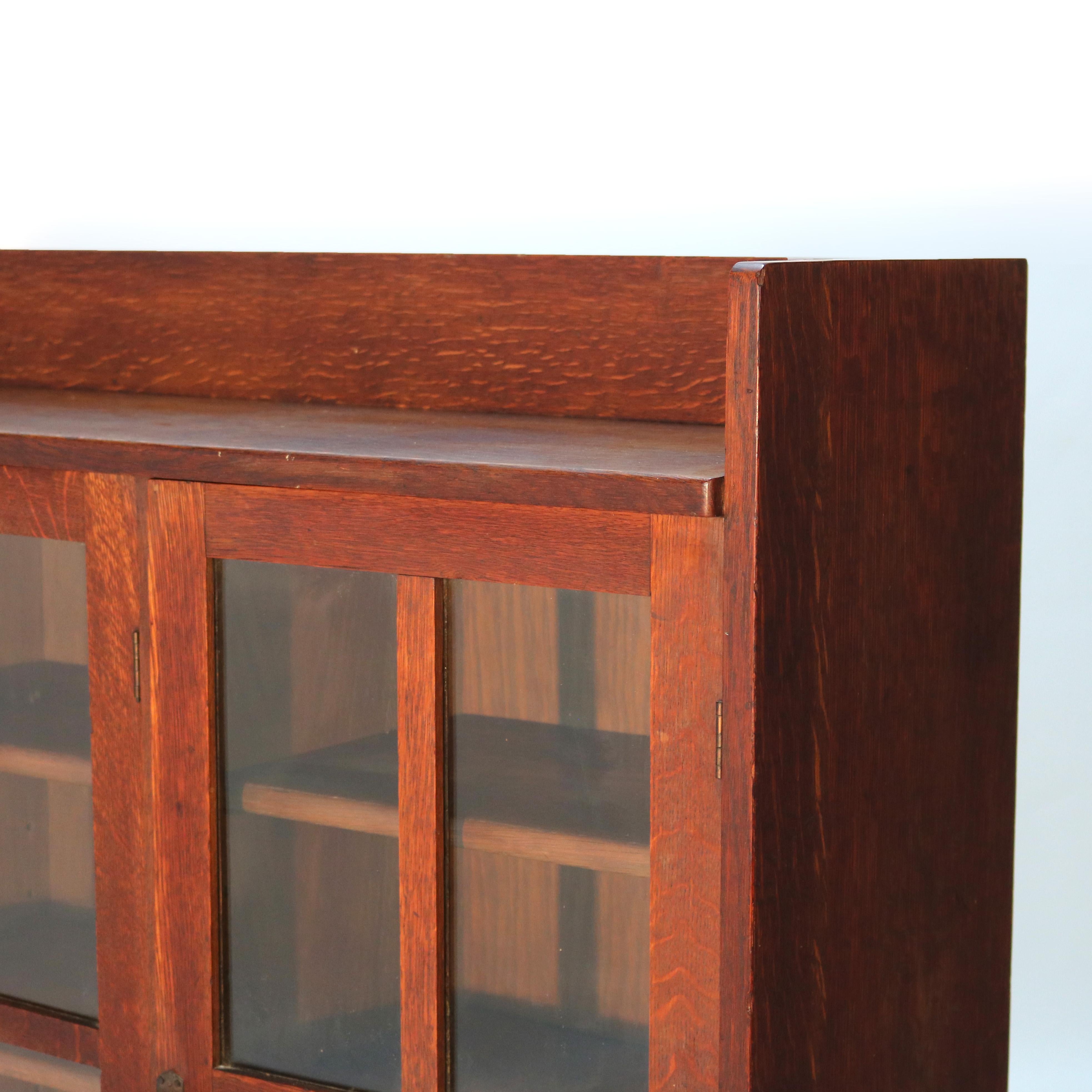 20th Century Antique Limbert Arts & Crafts Mission Oak Three-Door Bookcase C1910
