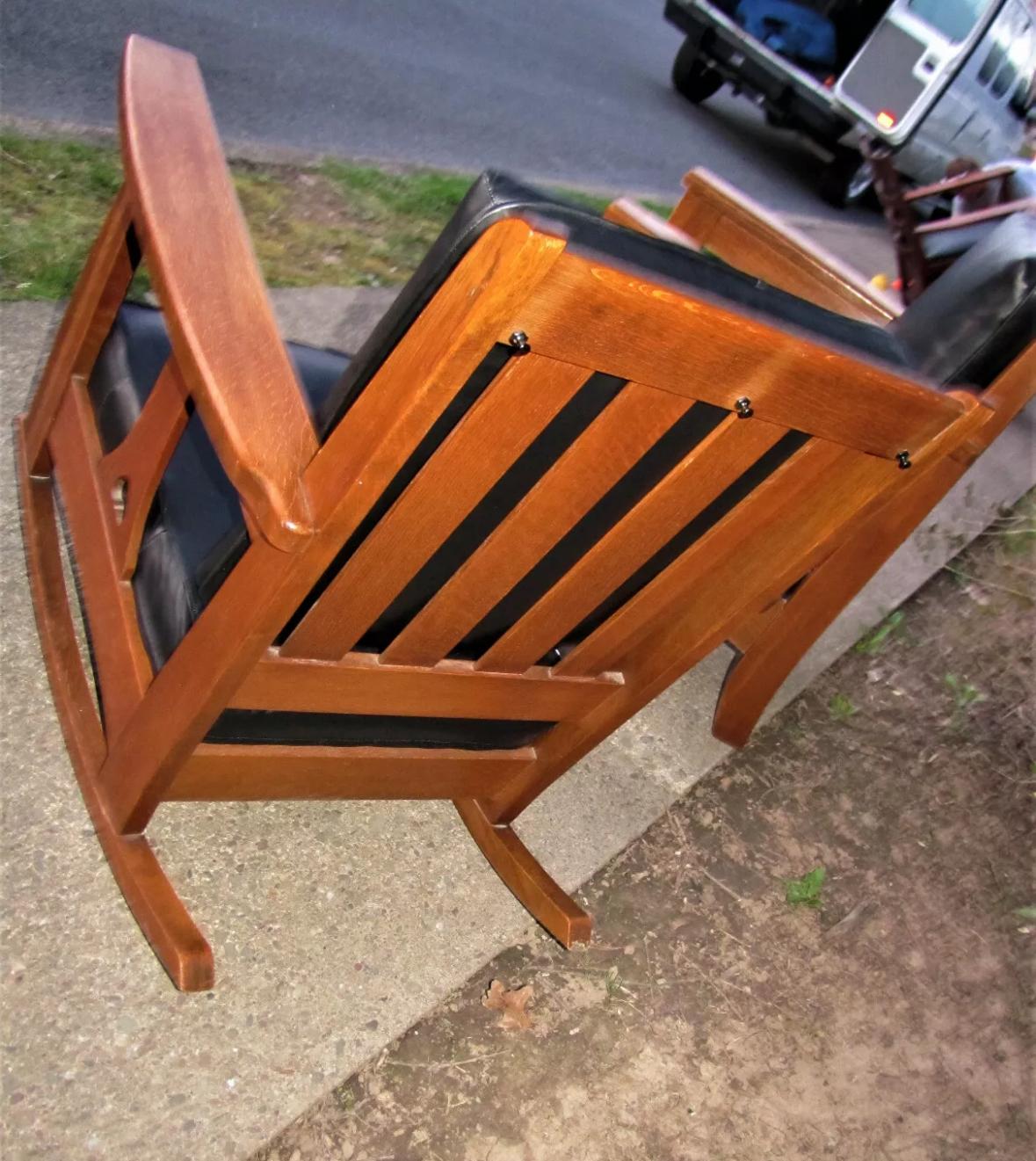 Antique LIMBERT Chair & Rocker Rare Find - Stickley Era - W5128/W5129 For Sale 3