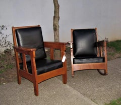 Antique LIMBERT Chair & Rocker Rare Find - Stickley Era - W5128/W5129