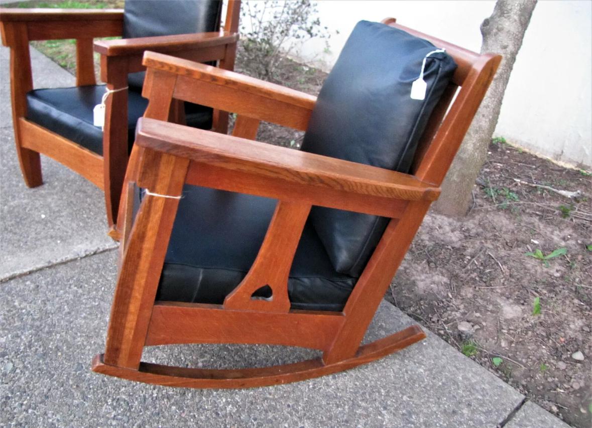 20th Century Antique LIMBERT Chair & Rocker Rare Find - Stickley Era - W5128/W5129 For Sale