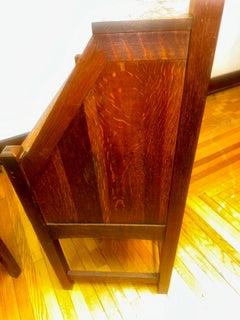 ANTIQUE nice SIGNED LIMBERT DROP FRONT DESK AND A CHAIR , Stickley era. w7364a