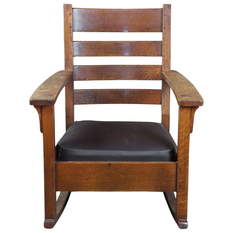 Antique Limbert Mission Arts and Crafts Ladderback Quartersawn Oak