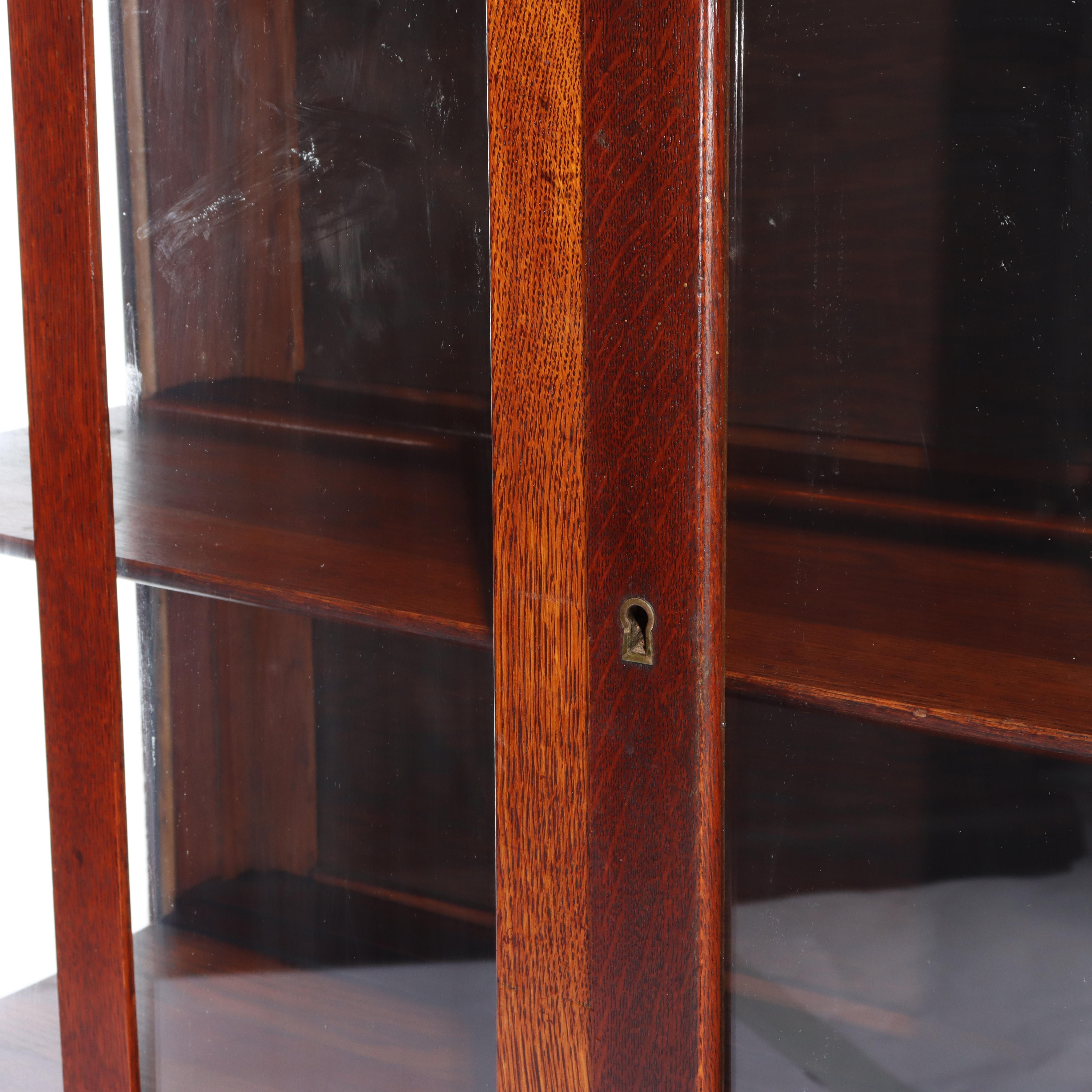 Antike Limbert School Arts & Crafts Eiche 2-türige China Cabinet c1920 im Angebot 4