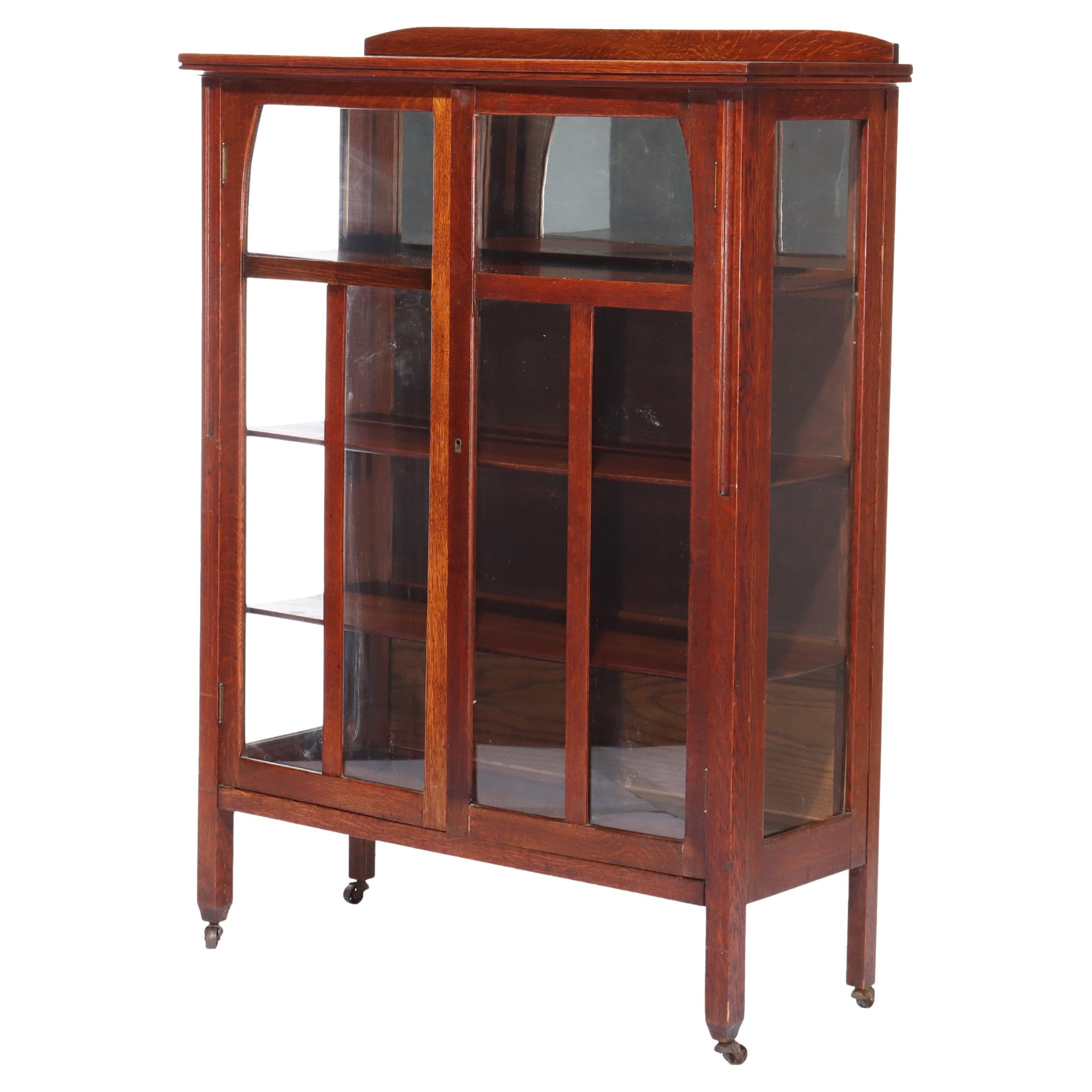 Antike Limbert School Arts & Crafts Eiche 2-türige China Cabinet c1920