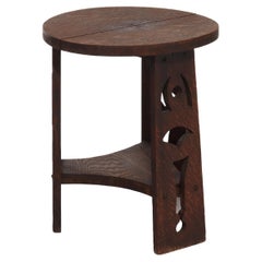 Antique Limbert School Arts & Crafts Oak Cut Out Plant Stand c1920