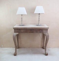 Antique Limed Oak Barley Twist Table Lamps. English C.1920