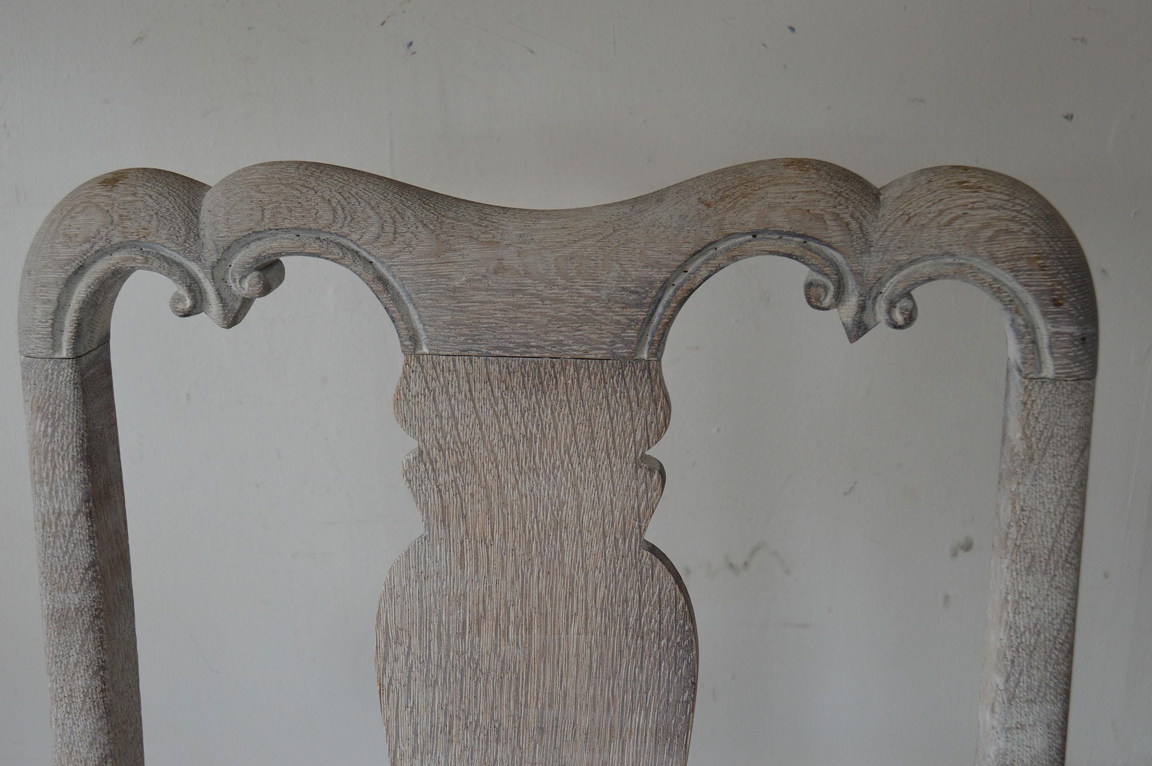 English Antique Limed Oak Gustavian Style Urn Back Carver or Armchair