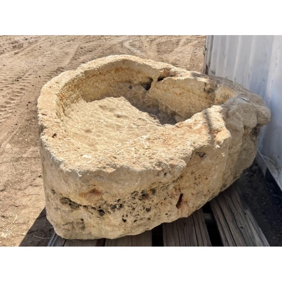 Antique Limestone Basin In Distressed Condition In Scottsdale, AZ