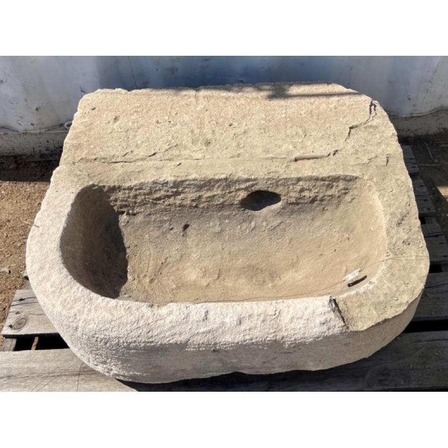 French Provincial Antique Limestone Basin with Repairs For Sale