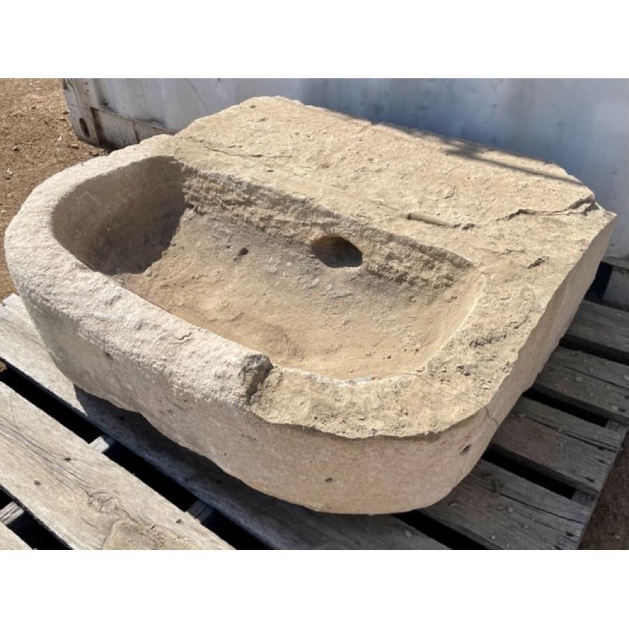 Antique Limestone Basin with Repairs In Distressed Condition For Sale In Scottsdale, AZ