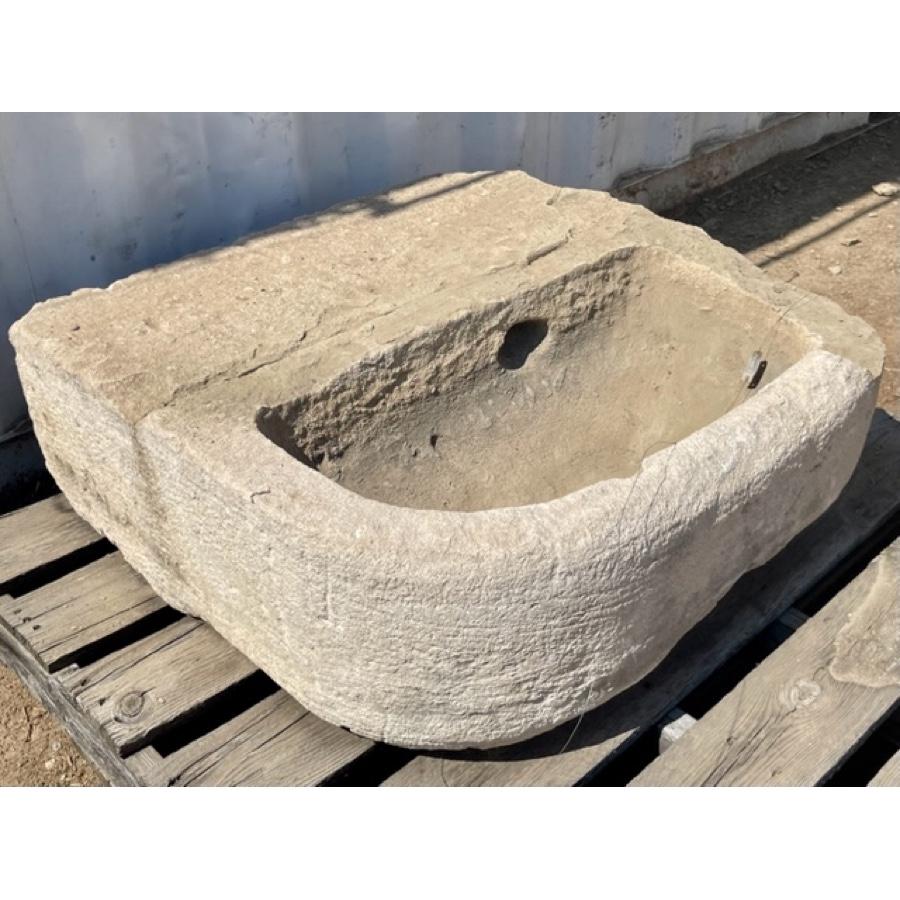 Antique Limestone Basin with Repairs For Sale 1