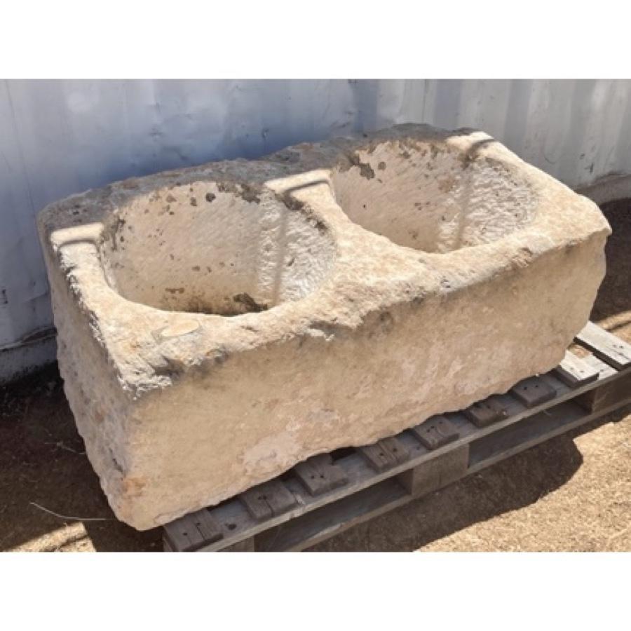 French Provincial Antique Limestone Basins Double Sinks For Sale