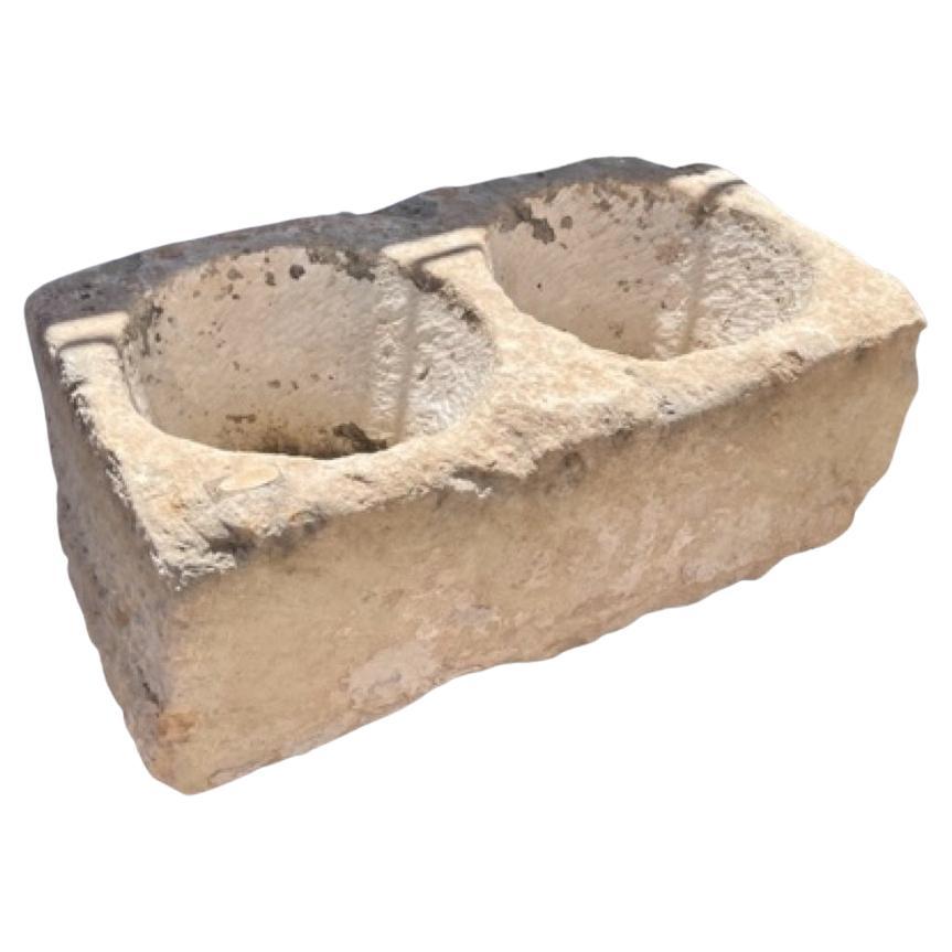 Antique Limestone Basins Double Sinks