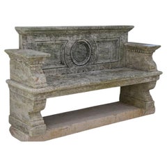 Antique Limestone Bench - Old Stone Bench - Garden Bench Antique Limestone Bench - Old Stone Bench - Garden Bench