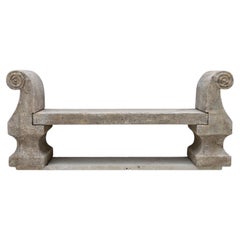 Antique Limestone Bench - Old Stone Bench - Garden Bench