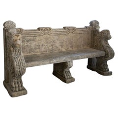 Antique Limestone Bench - Old Stone Bench - Garden Bench