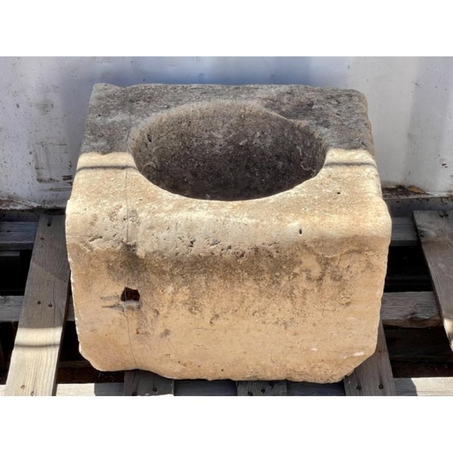 Beautiful Limestone Basin / Birdbath. Stone Block with rounded cut out for plantings or water. Would make an nice planter, small bubbling fountain or sculptural piece outside or inside. Orchids and airplants would look beautiful in this basin.