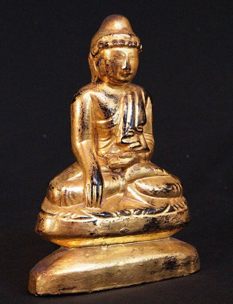 Wood Antique Limestone Buddha from Burma For Sale