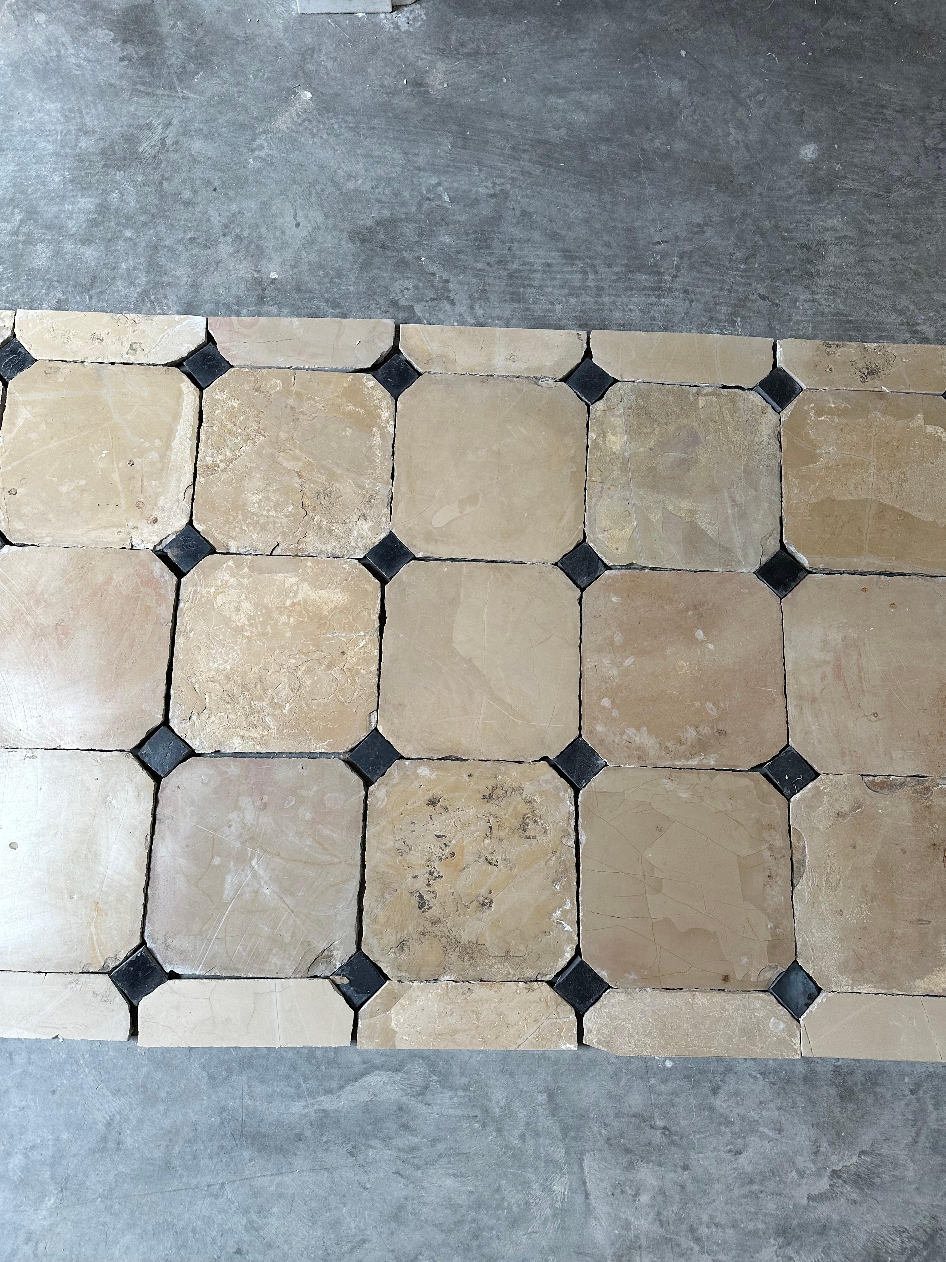 Antique Limestone Cabochon Floor For Sale 3